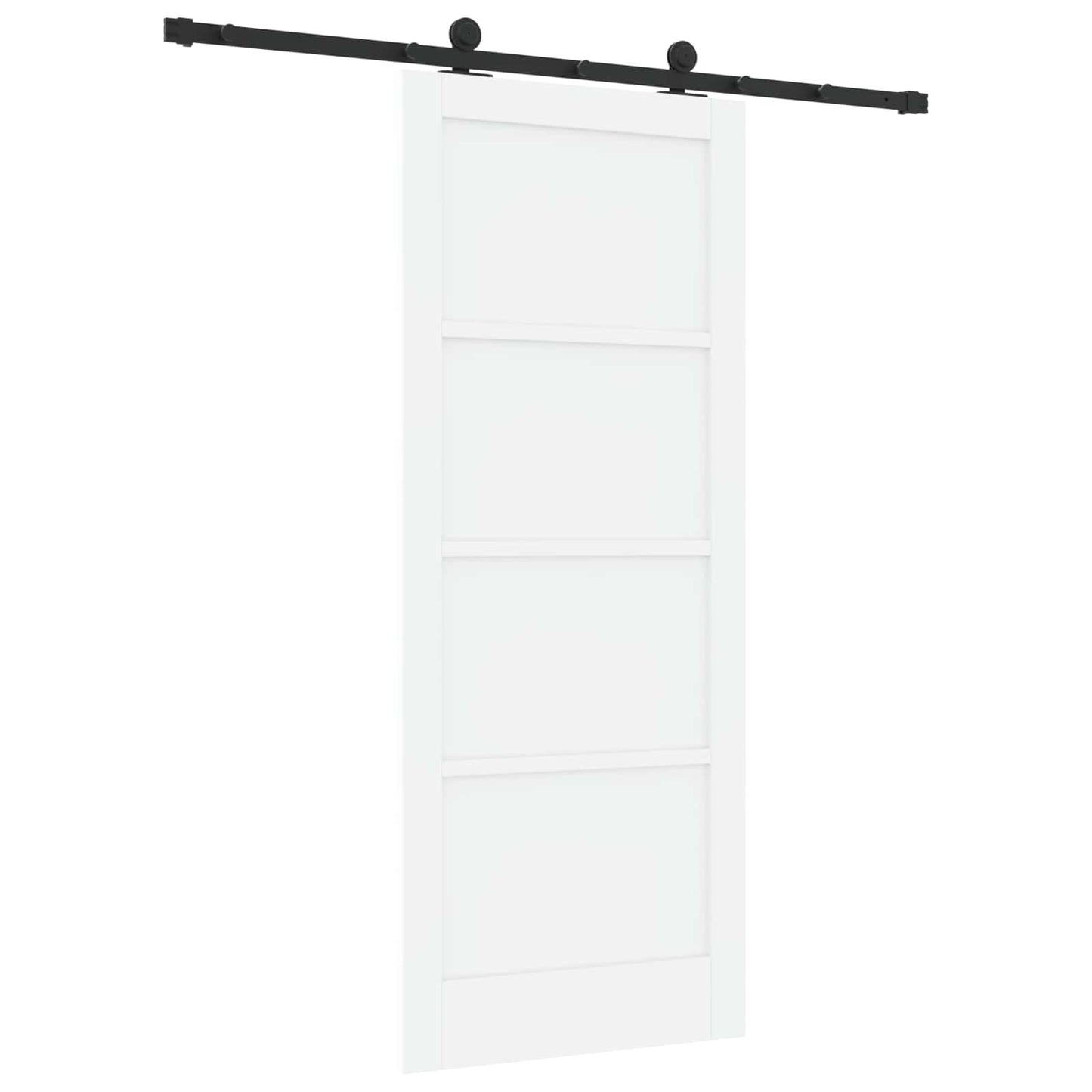 Schiebetür Weiß und Schwarz 83 x 202 cm Massives Kiefernholz