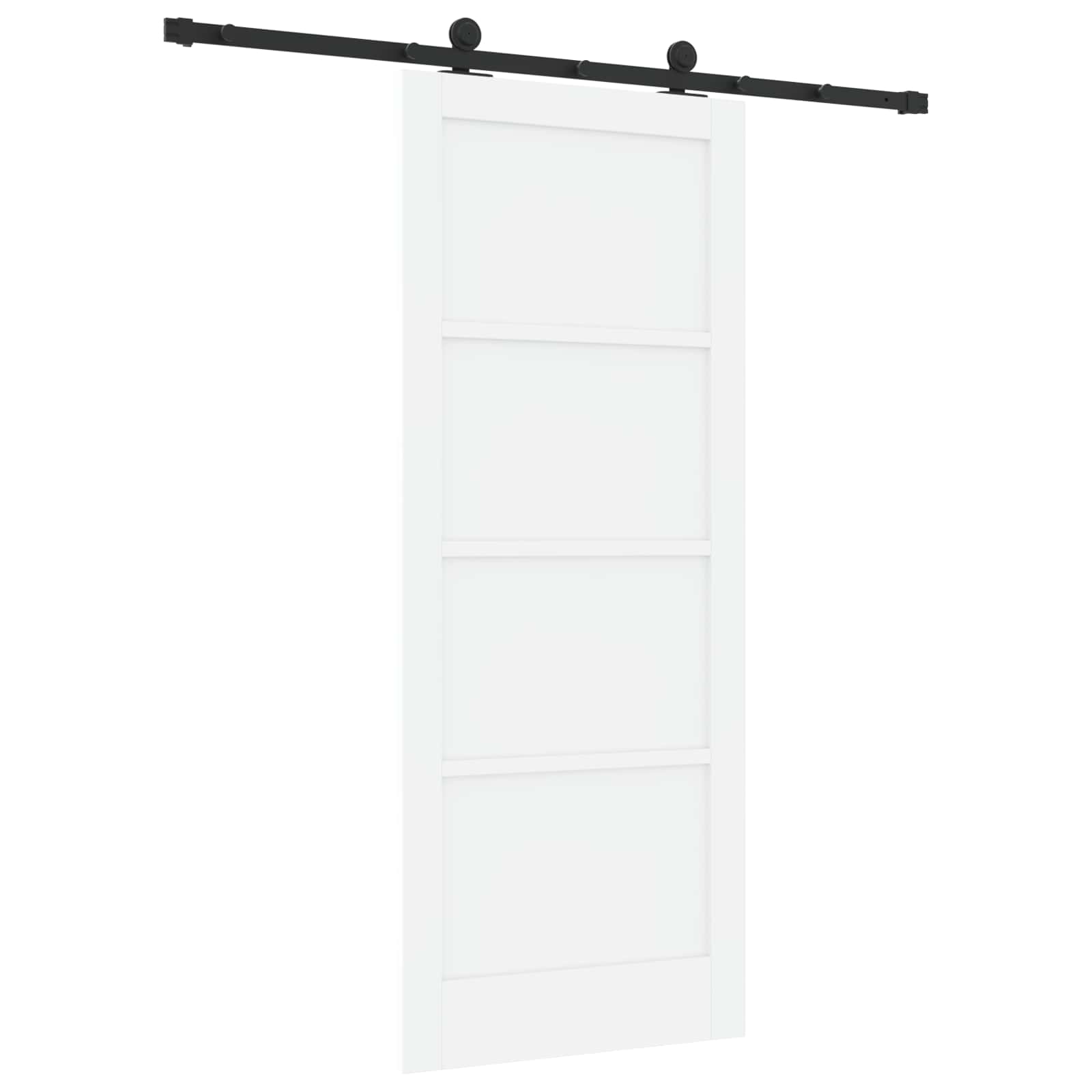 Schiebetür Weiß und Schwarz 83 x 202 cm Massives Kiefernholz