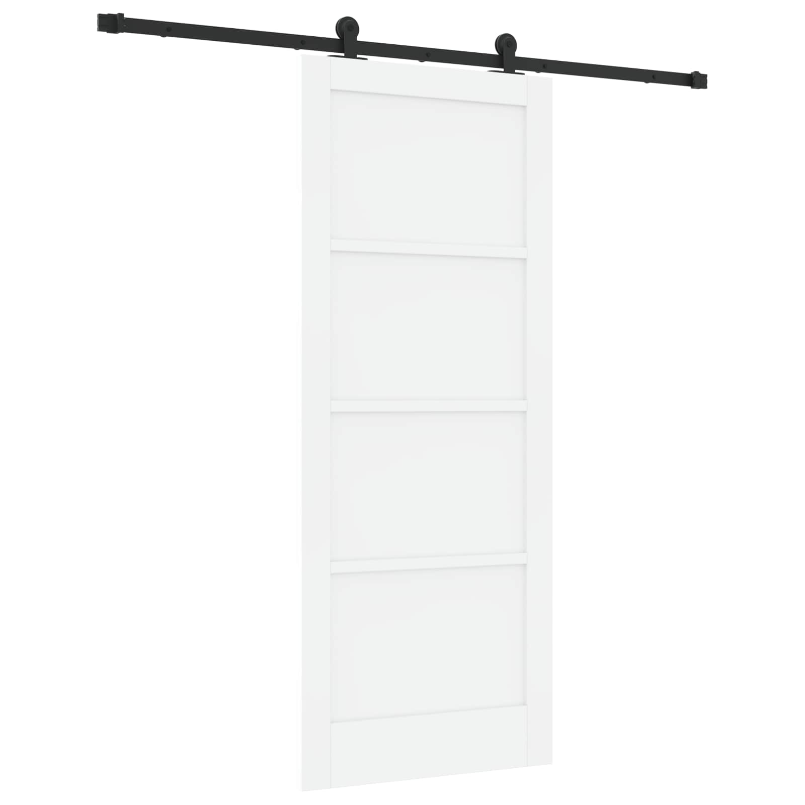 Schiebetür Weiß und Schwarz 83 x 202 cm Massives Kiefernholz