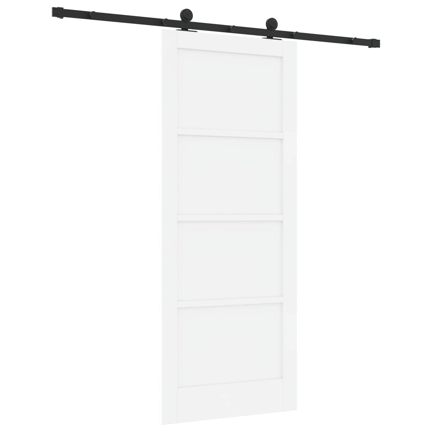 Schiebetür Weiß und Schwarz 83 x 202 cm Massives Kiefernholz