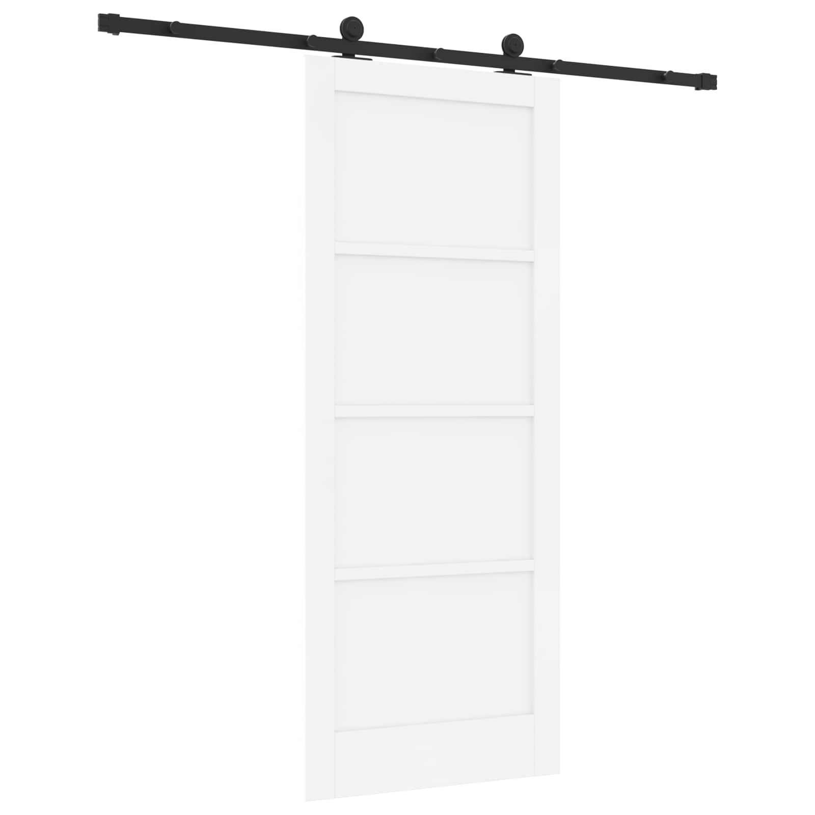 Schiebetür Weiß und Schwarz 83 x 202 cm Massives Kiefernholz