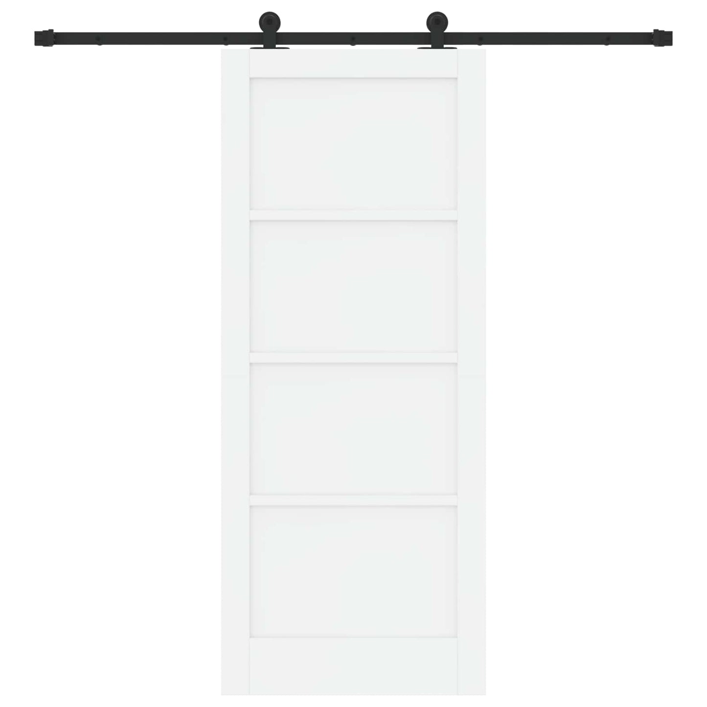 Schiebetür Weiß und Schwarz 83 x 202 cm Massives Kiefernholz