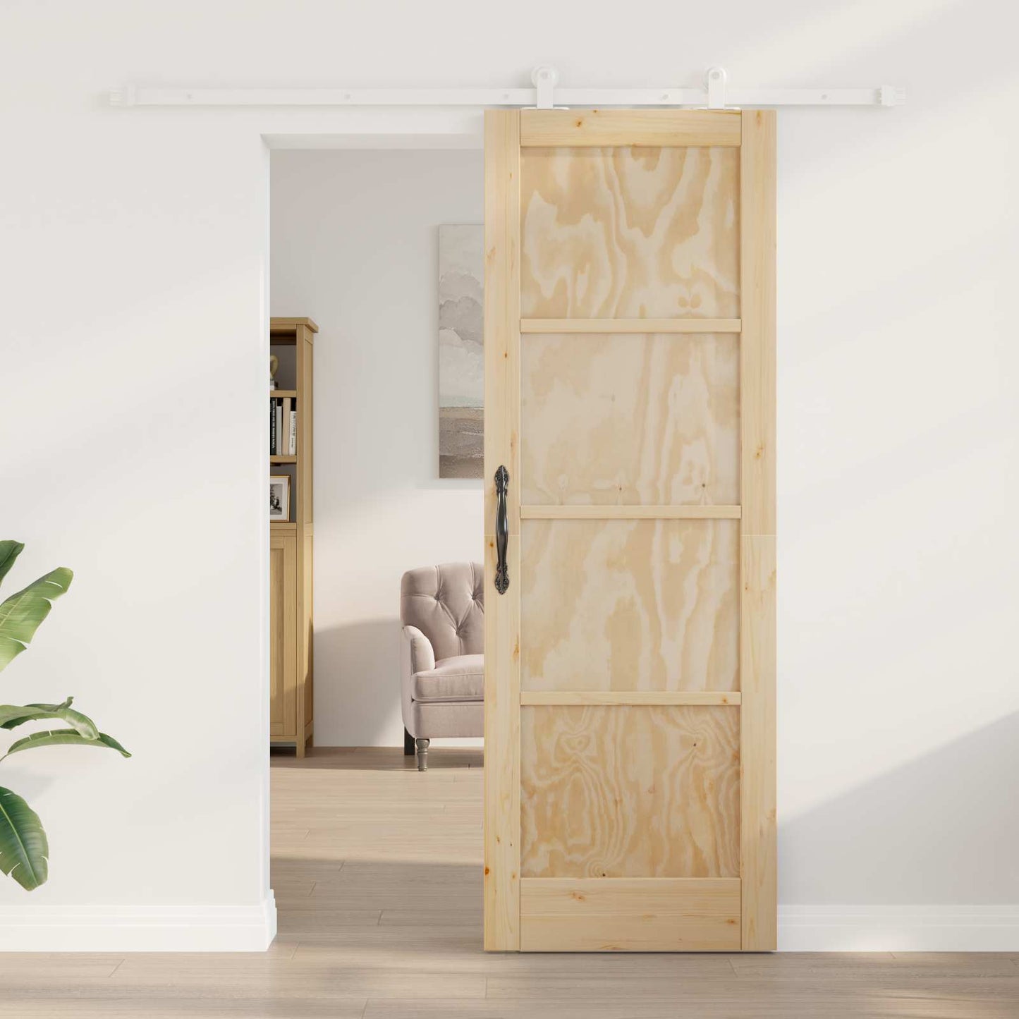 Schiebetür Natürlich und Weiß 73,5 x 211 cm
