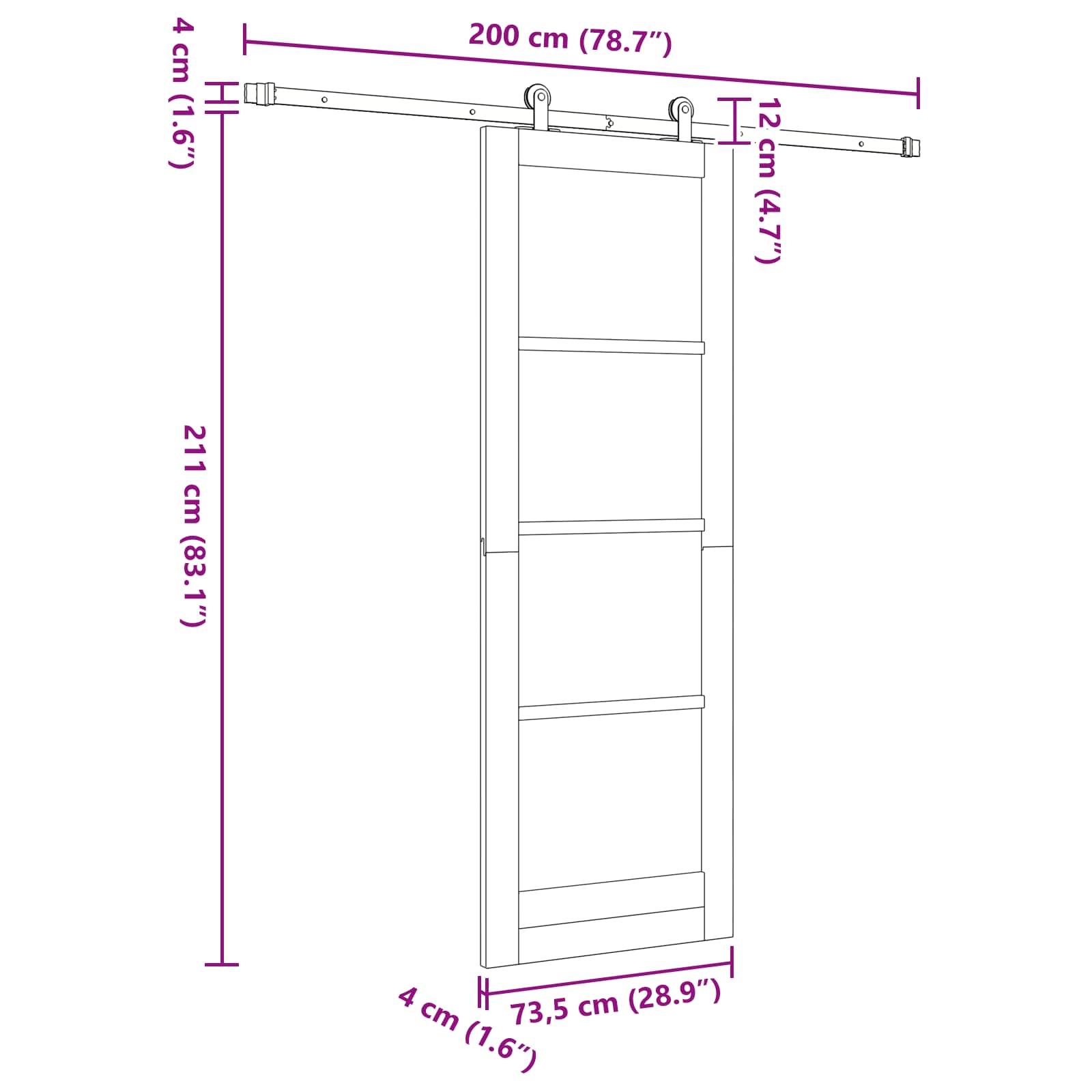 Schiebetür Natürlich und Weiß 73,5 x 211 cm