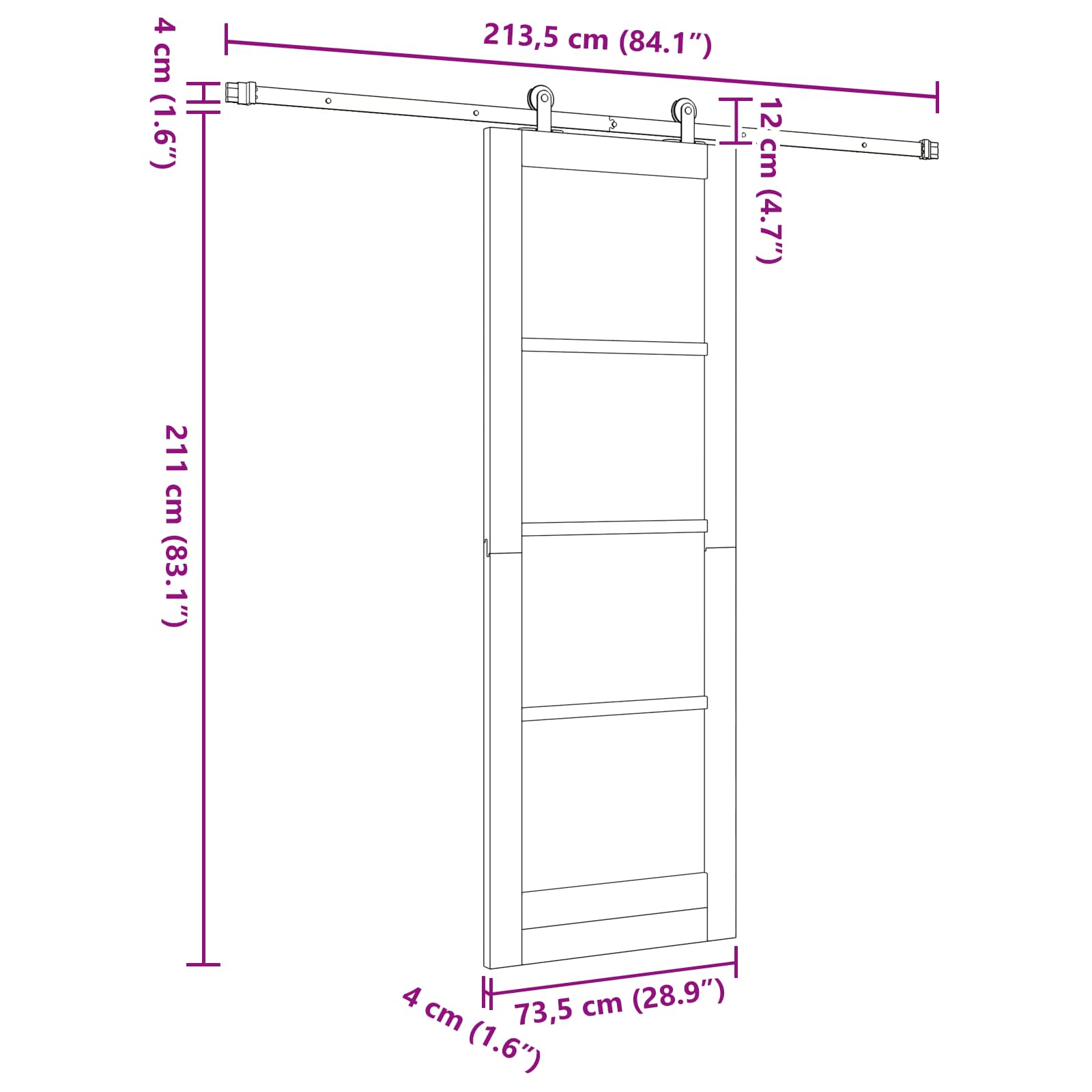 Schiebetür ORKDAL Natur 73,5 x 211 cm Massives Kiefernholz