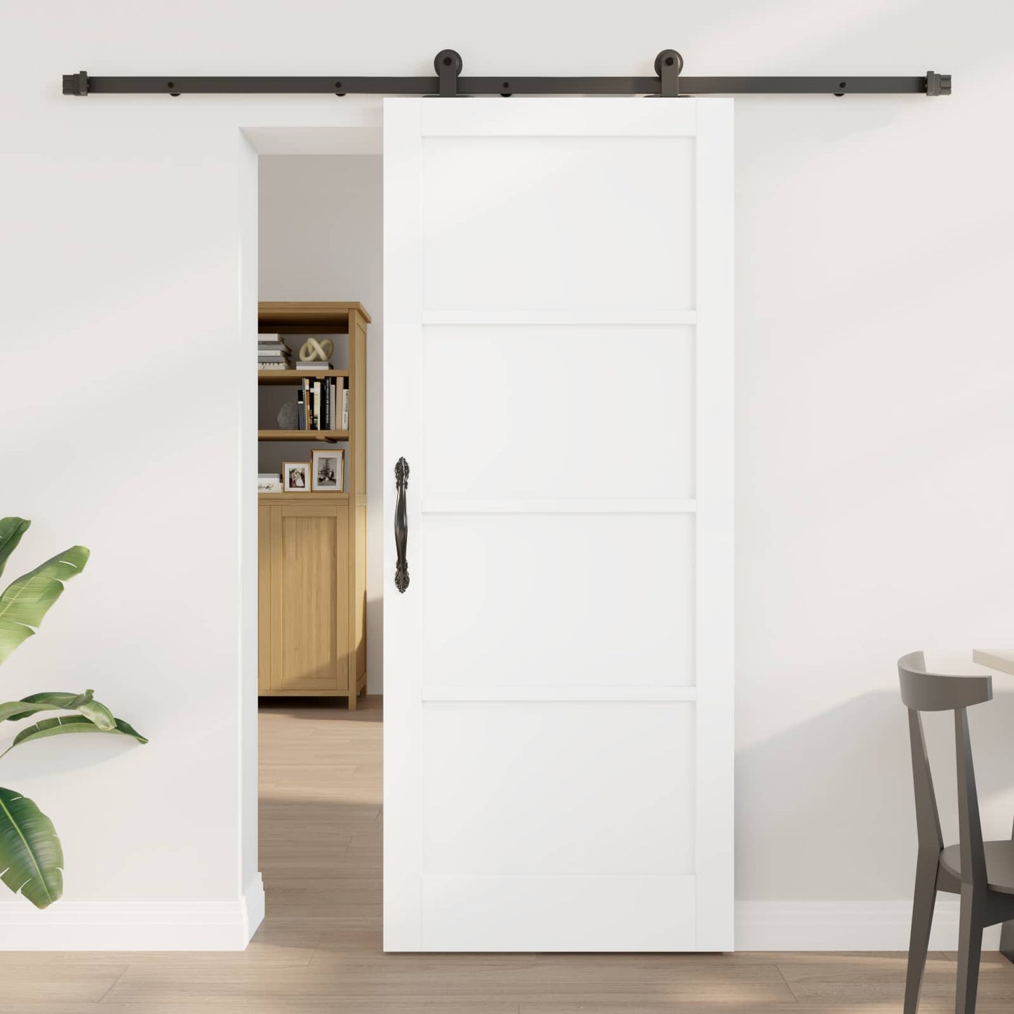 Schiebetür ORKDAL Weiß 83 x 202 cm Massives Kiefernholz