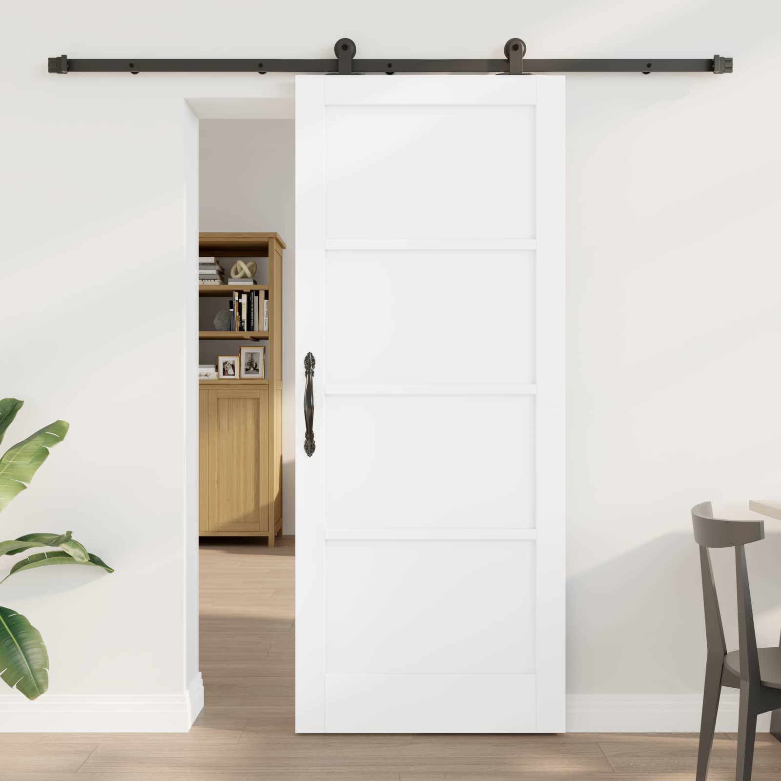 Schiebetür ORKDAL Weiß 83 x 202 cm Massives Kiefernholz