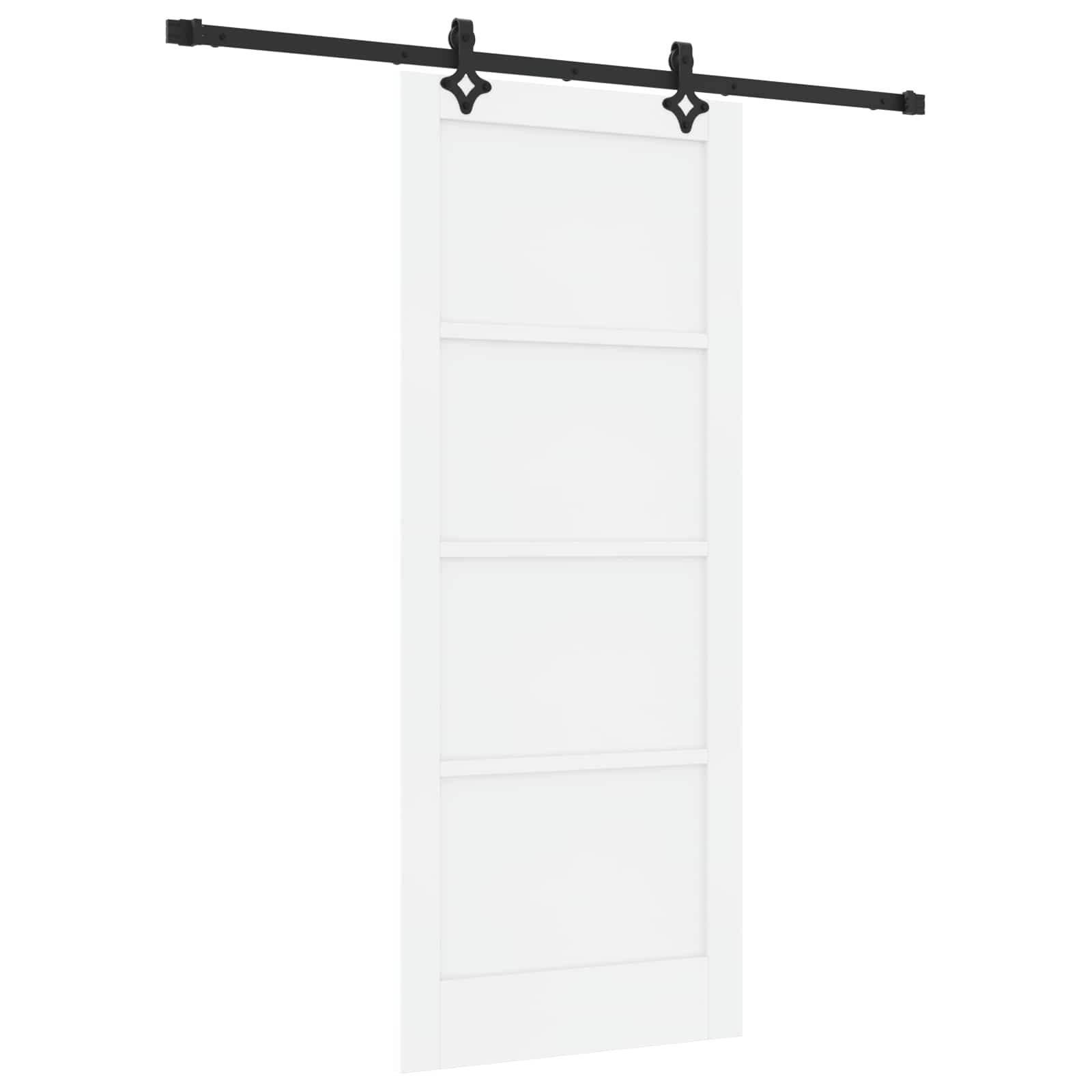 Schiebetür Weiß und Schwarz 83 x 202 cm Massives Kiefernholz