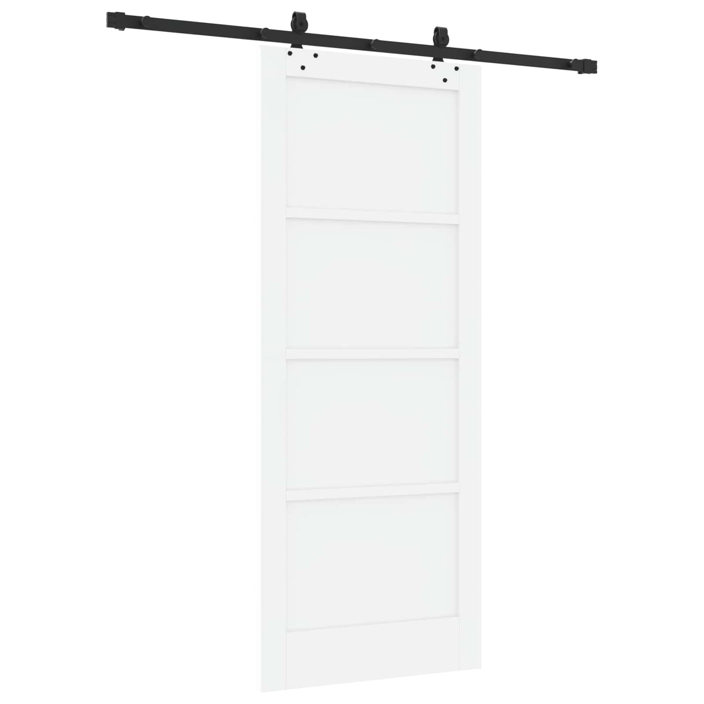 Schiebetür Weiß und Schwarz 83 x 202 cm Massives Kiefernholz