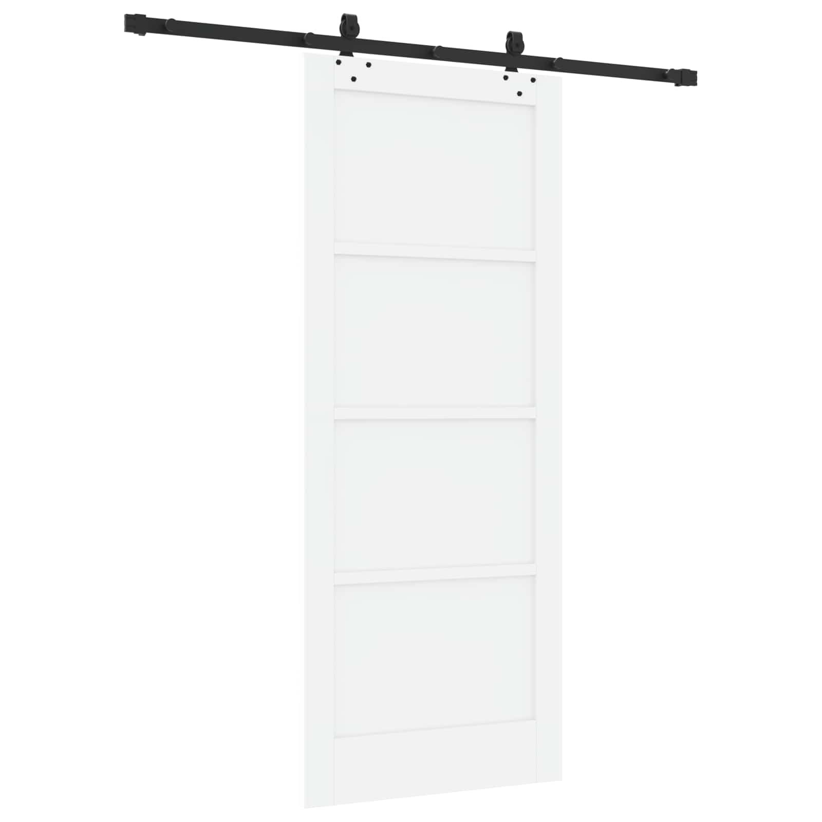 Schiebetür Weiß und Schwarz 83 x 202 cm Massives Kiefernholz
