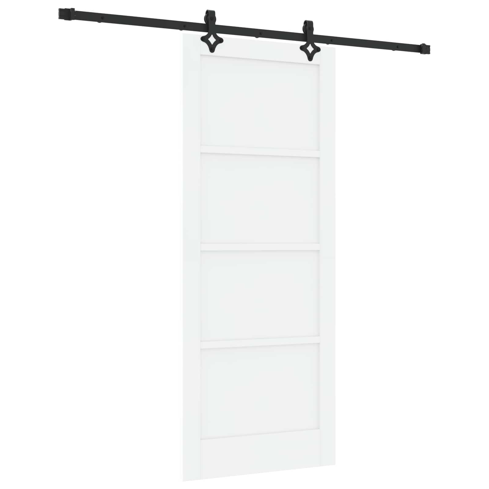 Schiebetür Weiß und Schwarz 83 x 202 cm Massives Kiefernholz