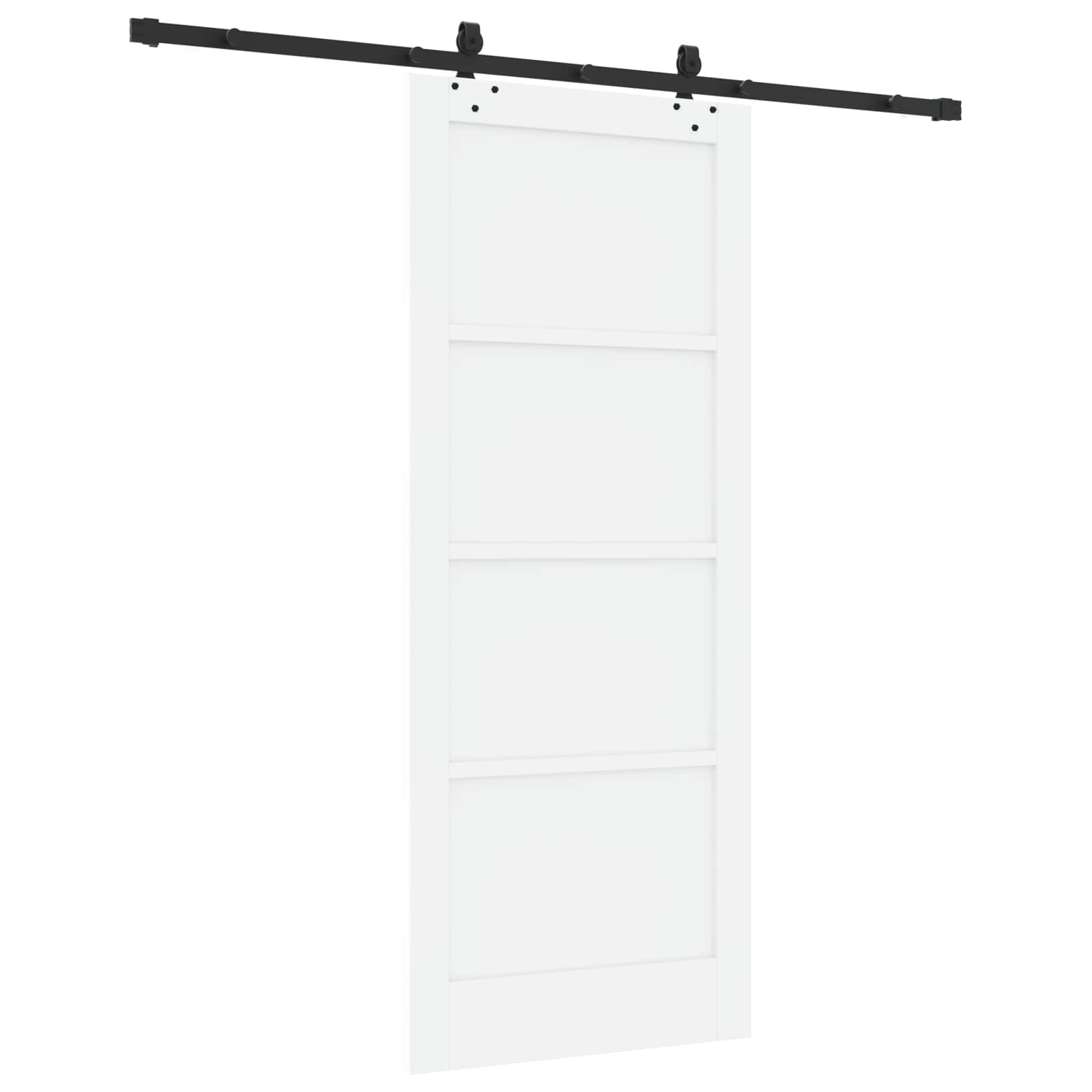 Schiebetür Weiß und Schwarz 83 x 202 cm Massives Kiefernholz