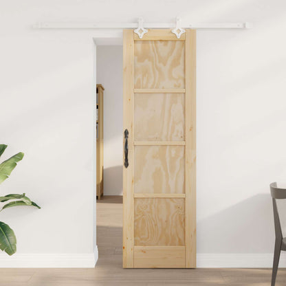 Schiebetür 61 x 198,5 cm Holzwerkstoff Natürlich und Weiß