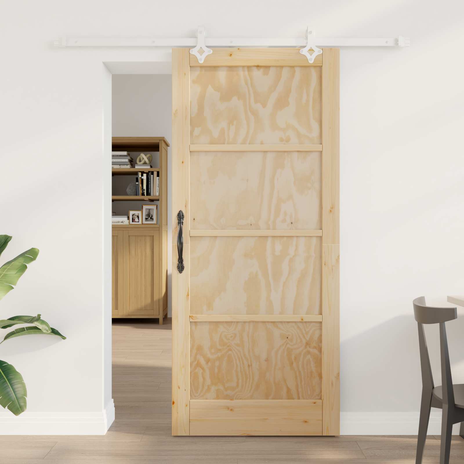 Schiebetür Natürlich und Weiß 86 x 198,5 cm