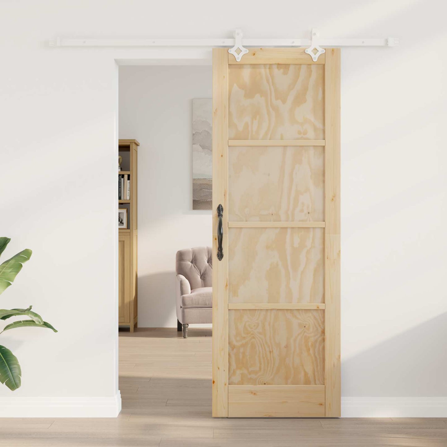 Schiebetür Natürlich und Weiß 73,5 x 211 cm