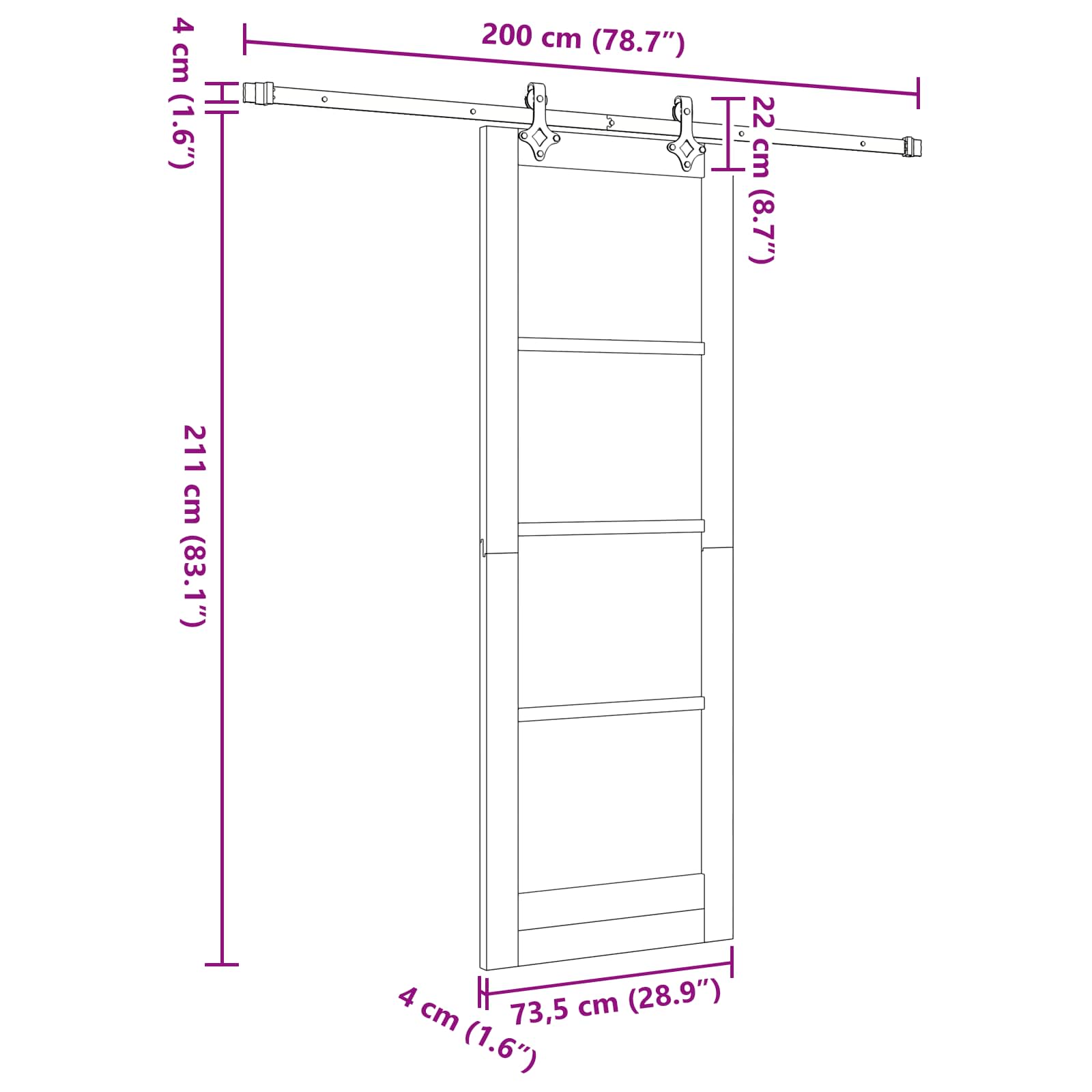 Schiebetür Natürlich und Weiß 73,5 x 211 cm