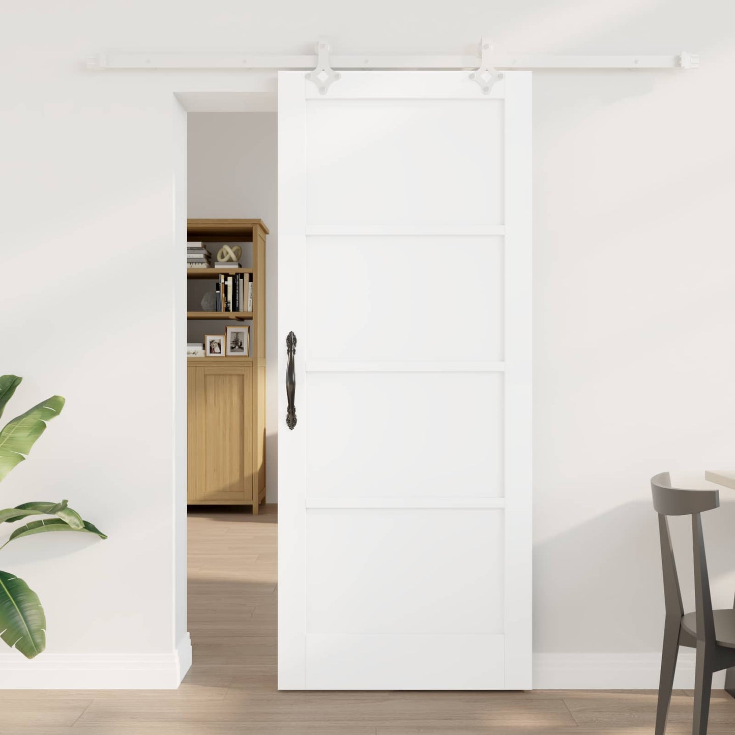 Schiebetür Weiß 83 x 202 cm Massives Kiefernholz
