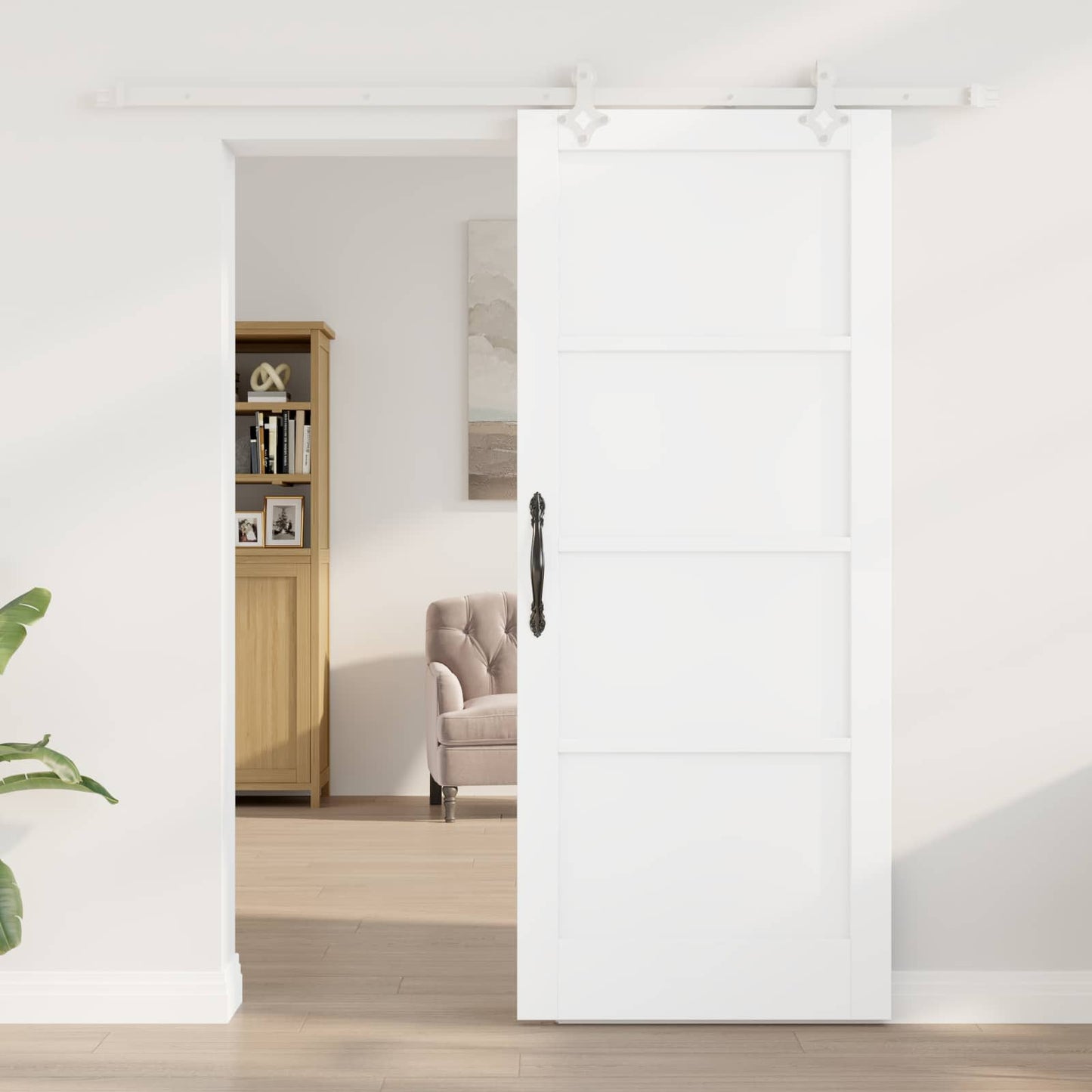 Schiebetür Weiß 83 x 202 cm Massives Kiefernholz