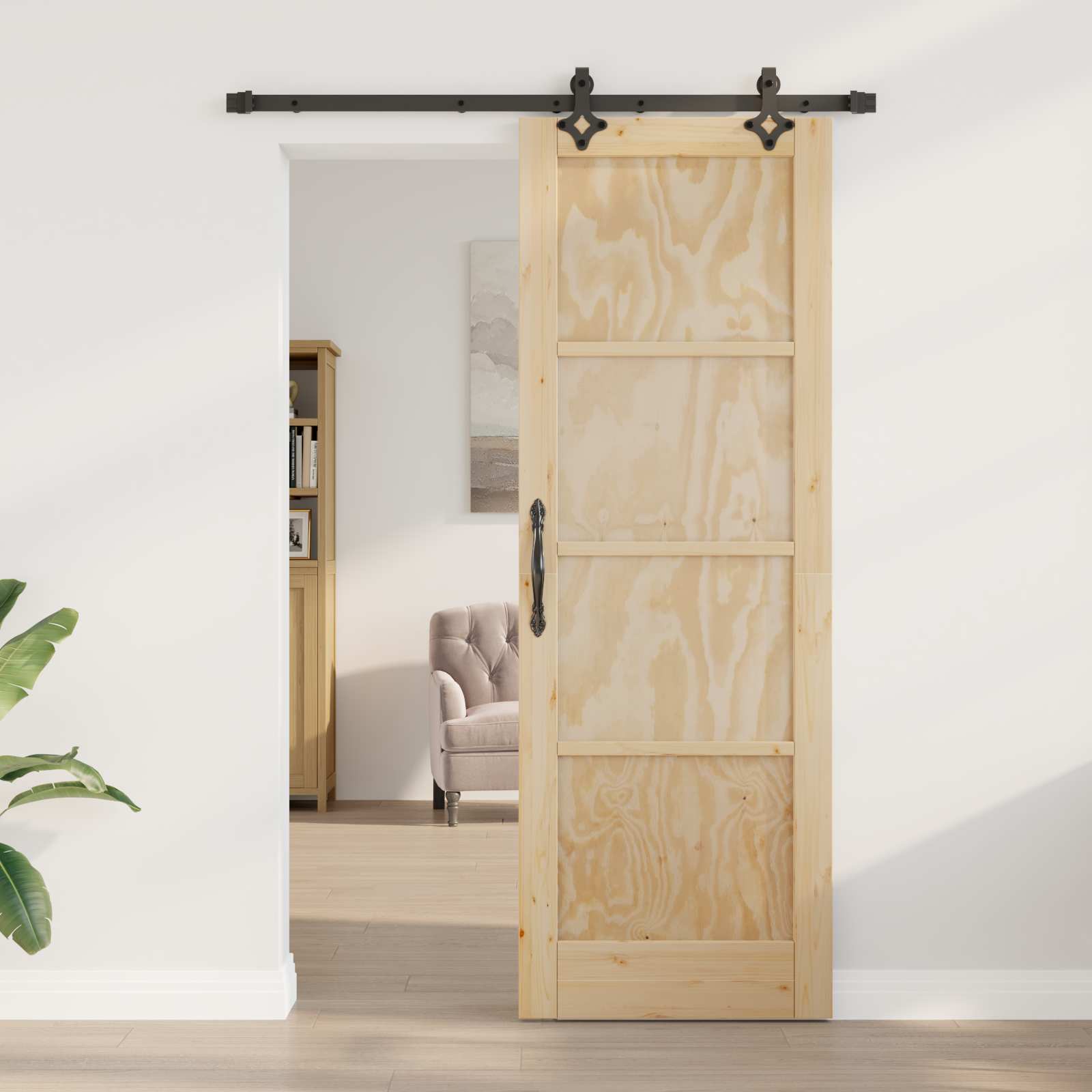 Schiebetür ORKDAL Natur 73,5 x 211 cm Massives Kiefernholz