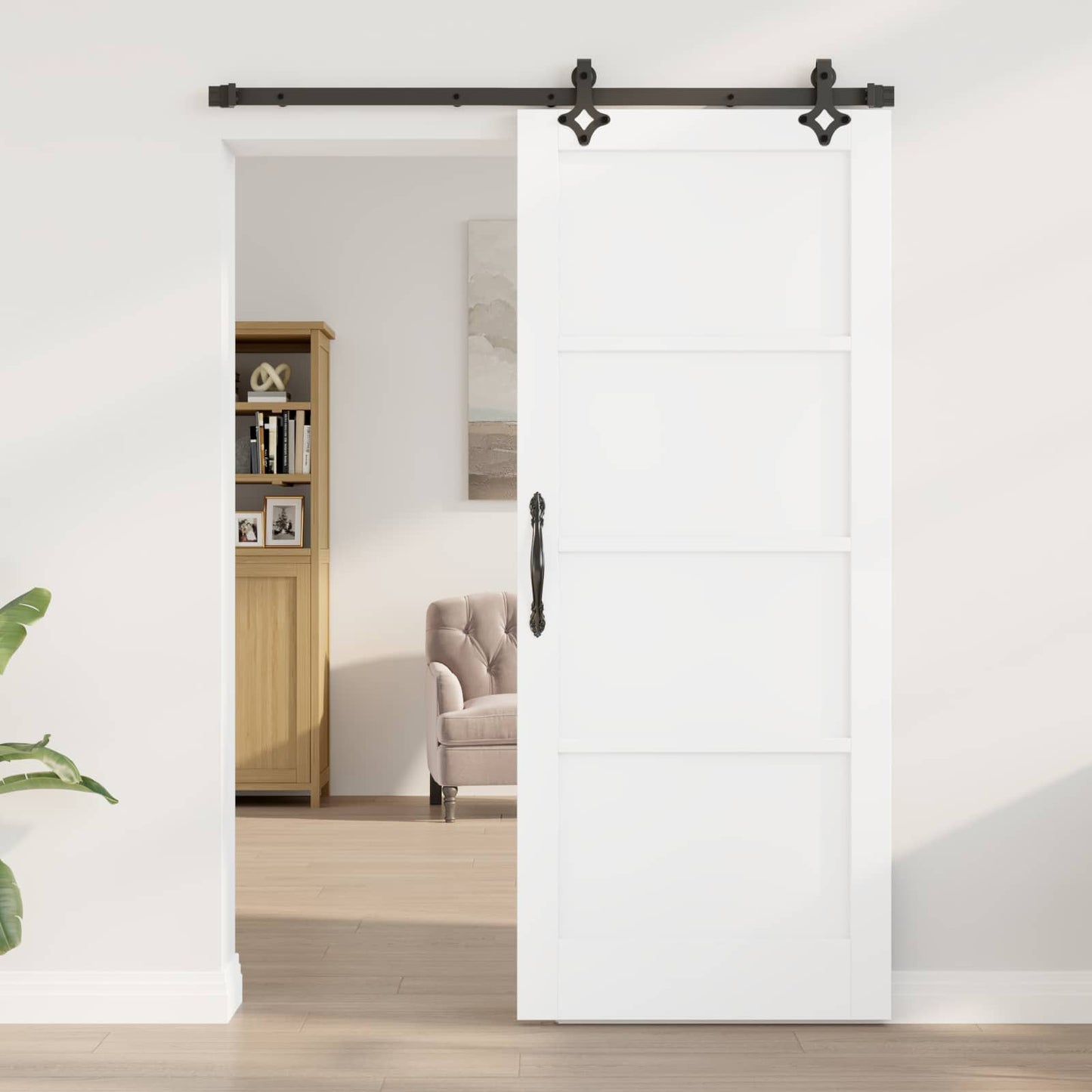 Schiebetür ORKDAL Weiß 83 x 202 cm Massives Kiefernholz