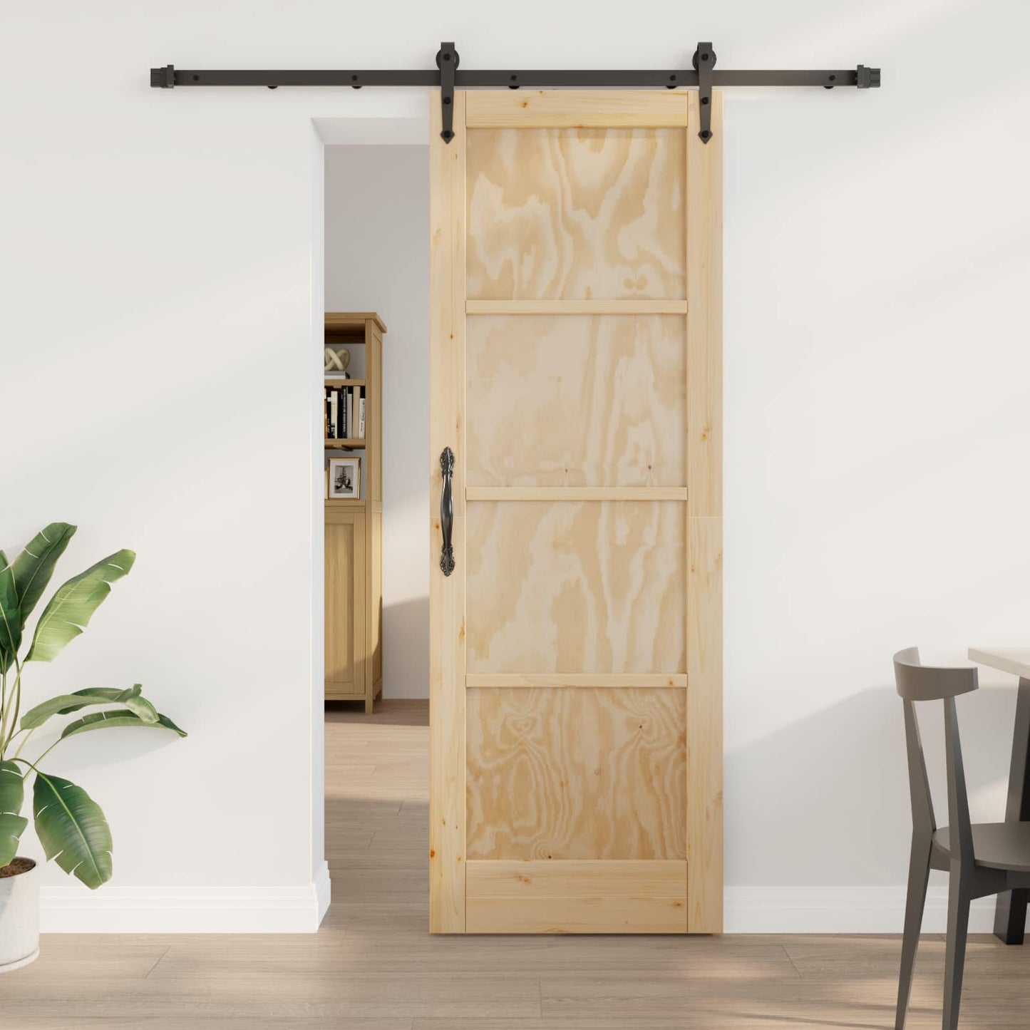 Schiebetür ORKDAL Natürlich und Schwarz 73,5 x 211 cm