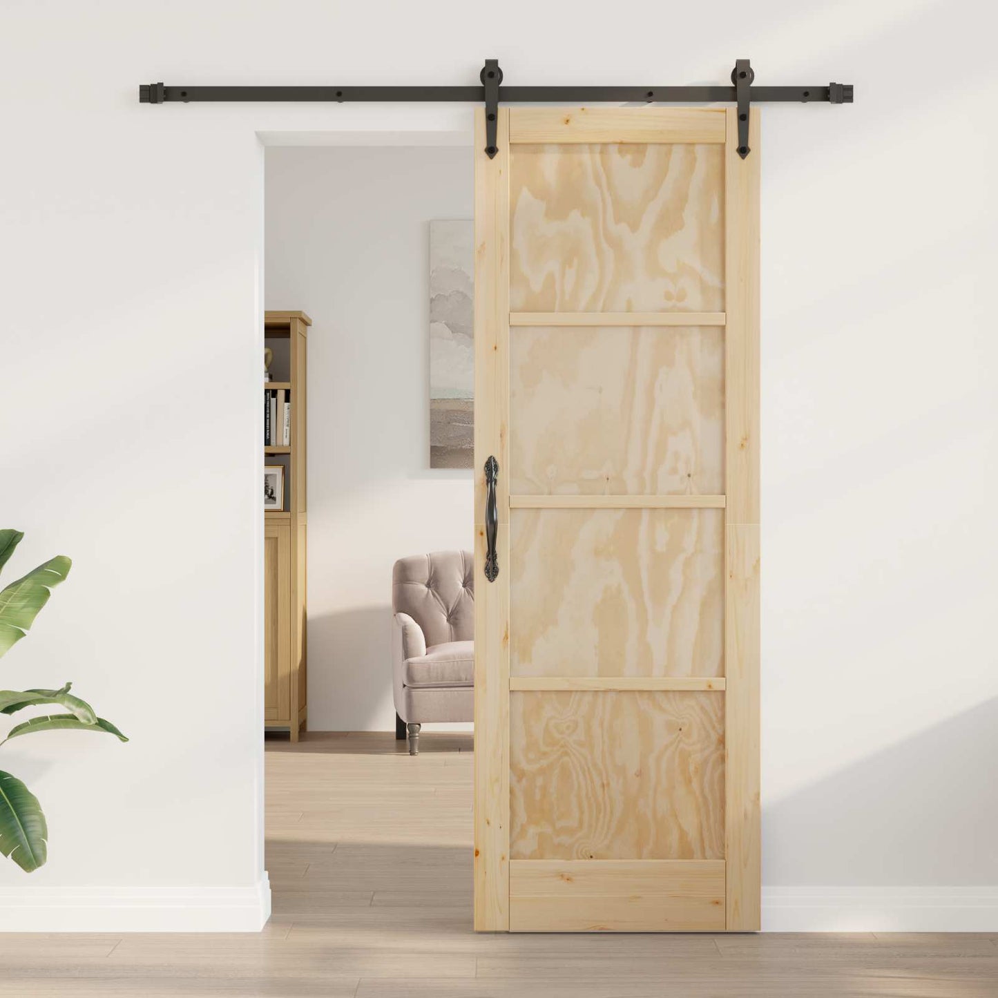 Schiebetür ORKDAL Natürlich und Schwarz 73,5 x 211 cm