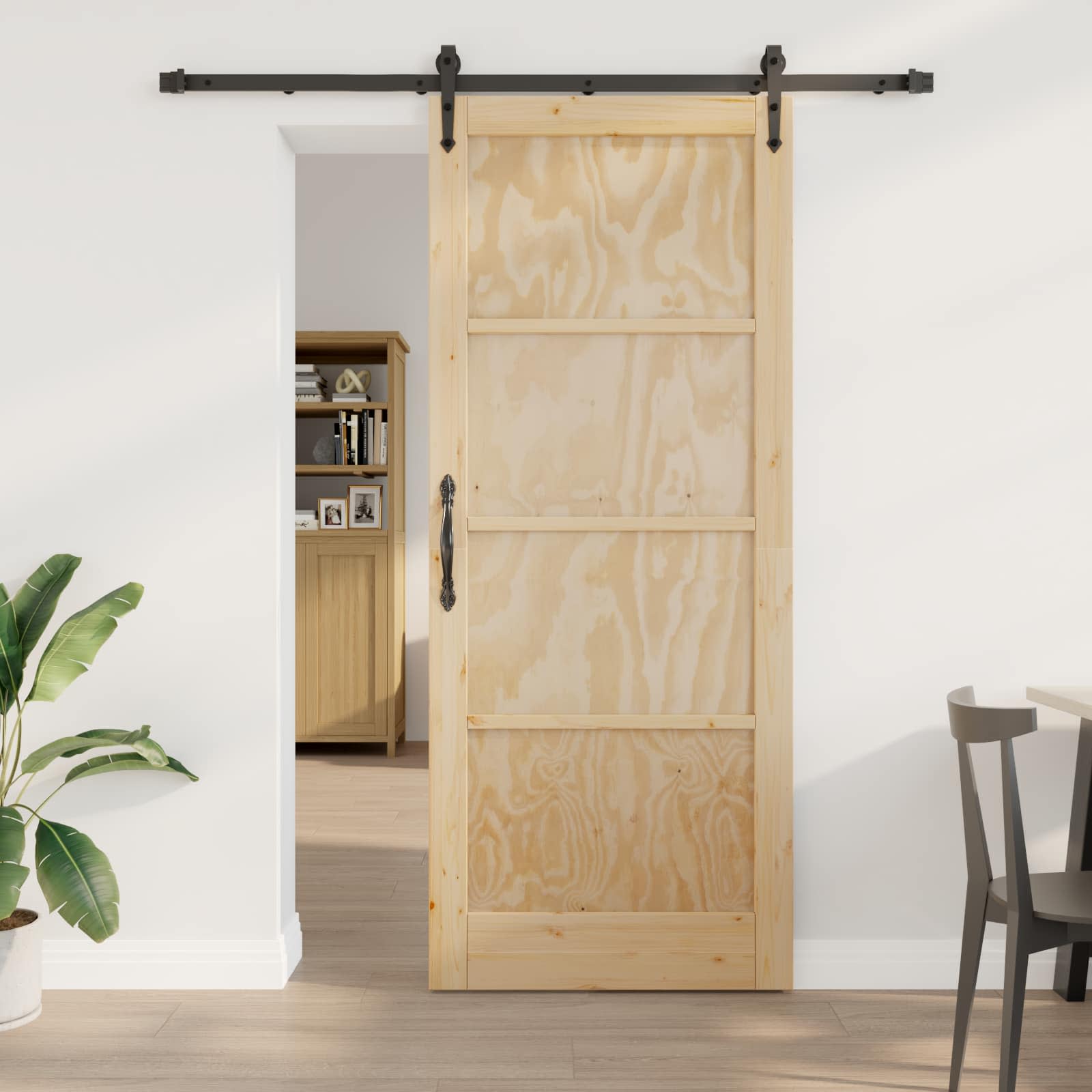 Schiebetür ORKDAL Natürlich und Schwarz 86 x 211 cm