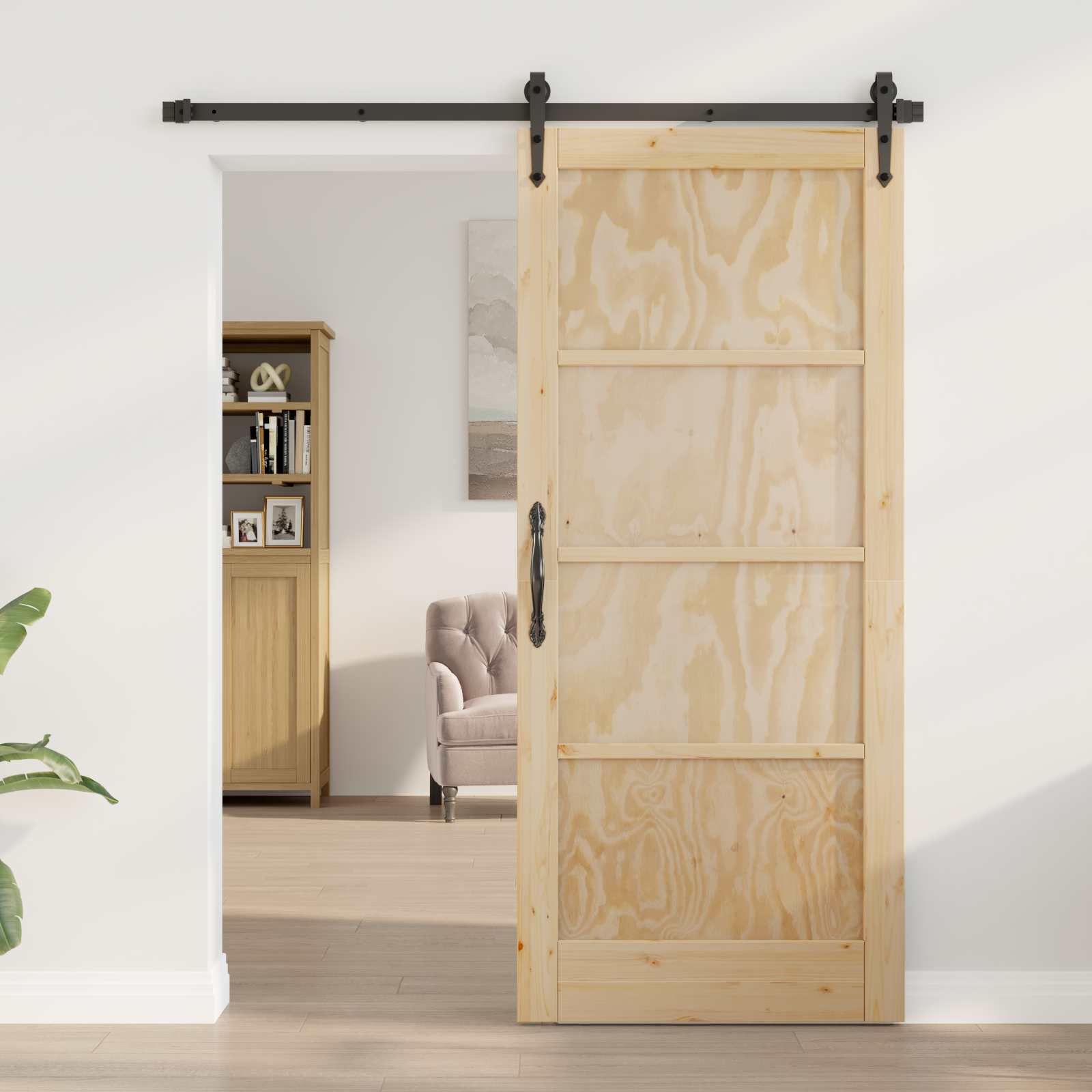 Schiebetür ORKDAL Natürlich und Schwarz 86 x 211 cm