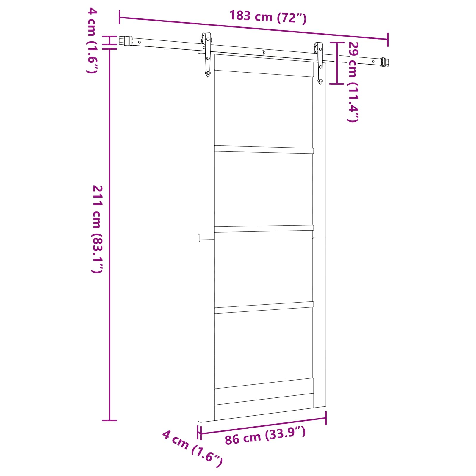 Schiebetür ORKDAL Natürlich und Schwarz 86 x 211 cm