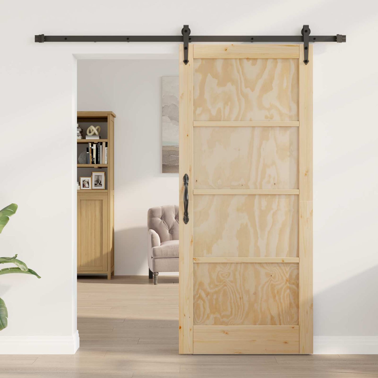 Schiebetür ORKDAL Natürlich und Schwarz 86 x 198,5 cm