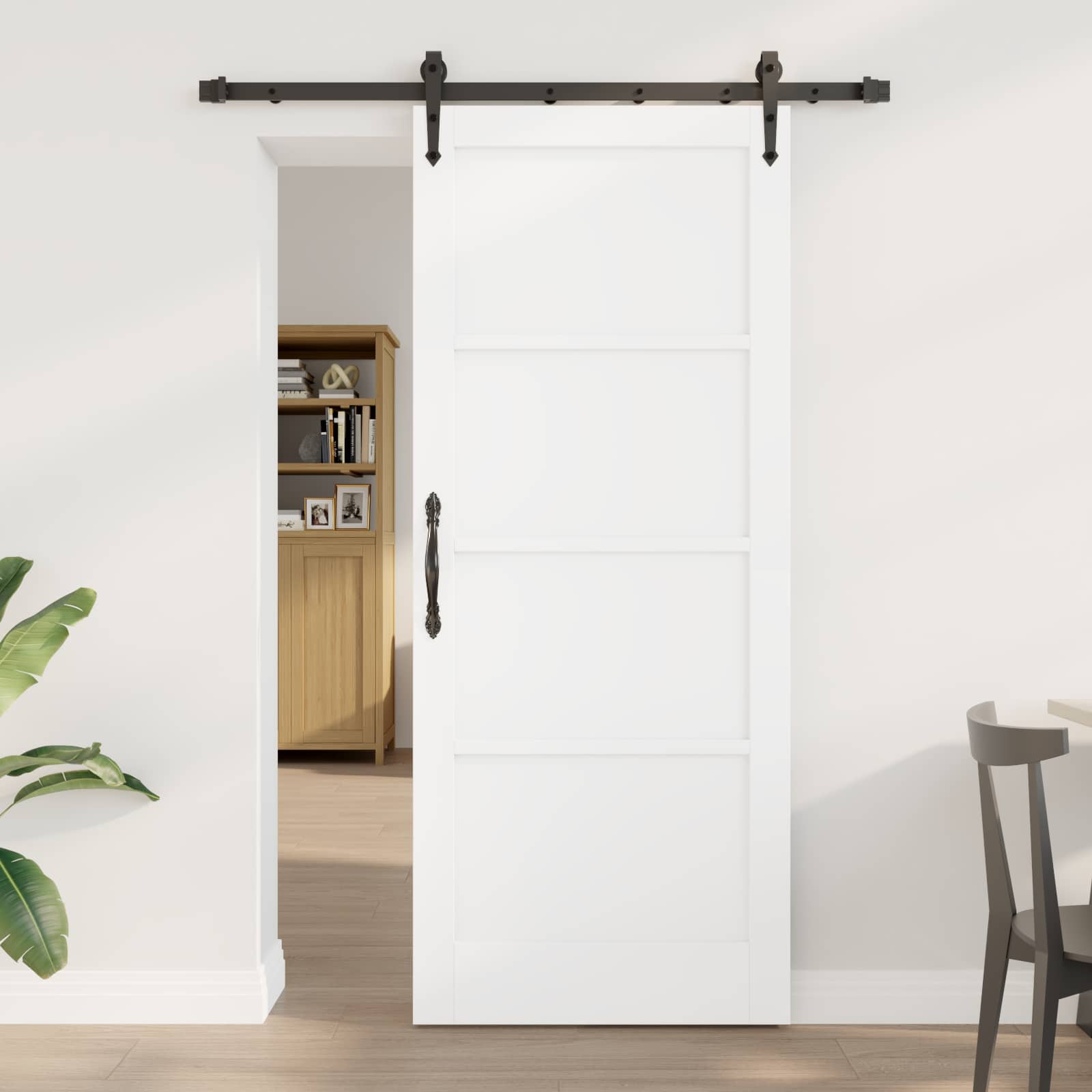 Schiebetür ORKDAL Weiß 83 x 202 cm Massives Kiefernholz