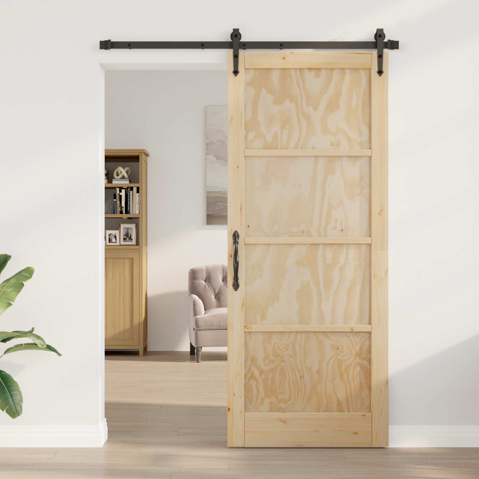 Schiebetür ORKDAL Natur 86 x 211 cm Massives Kiefernholz