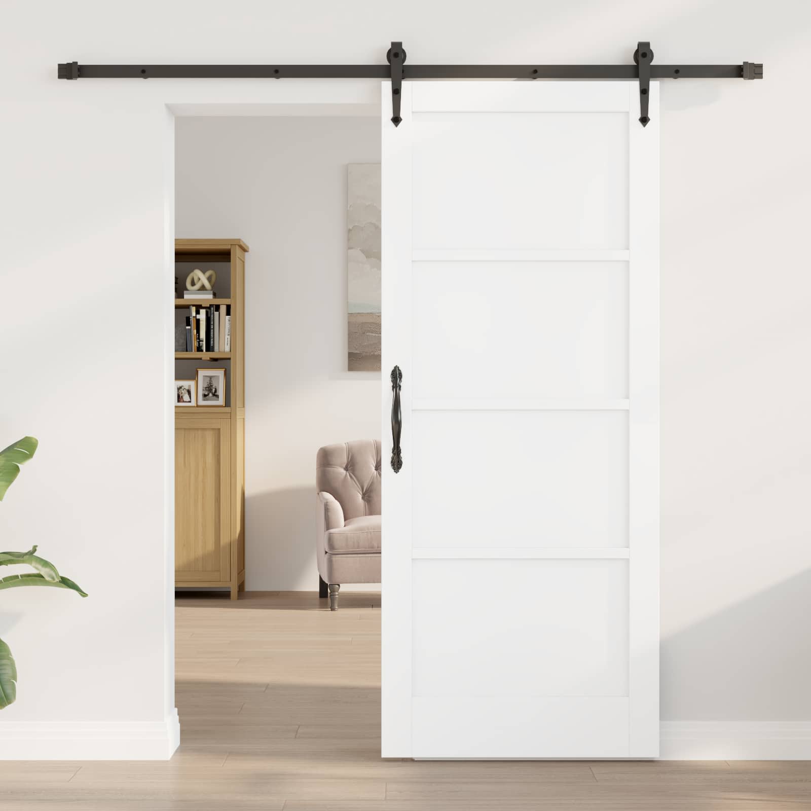 Schiebetür ORKDAL Weiß 83 x 202 cm Massives Kiefernholz