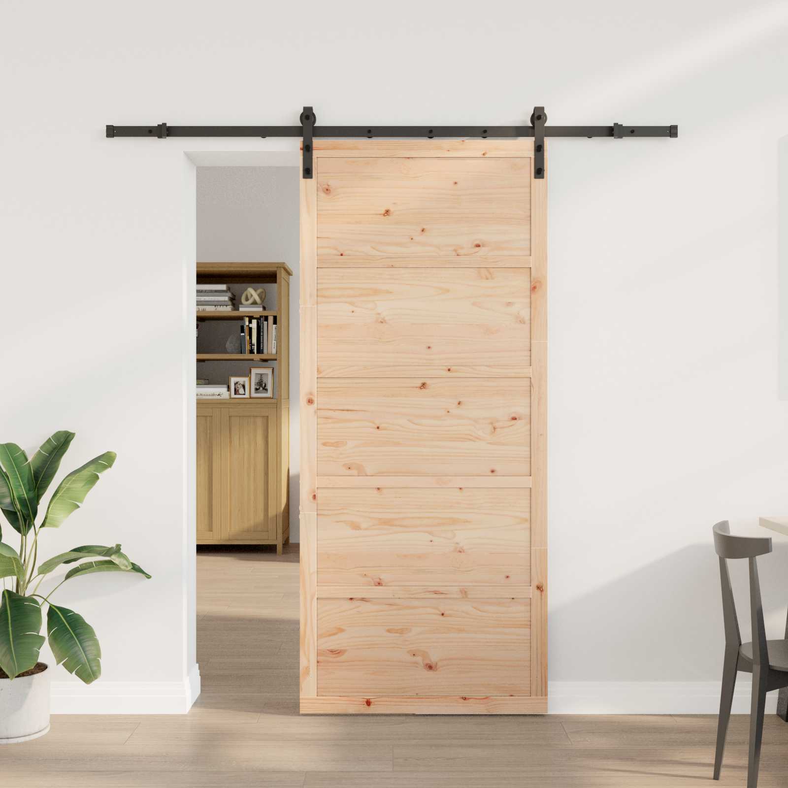 Schiebetür Natur 90 x 208 cm Massives Kiefernholz