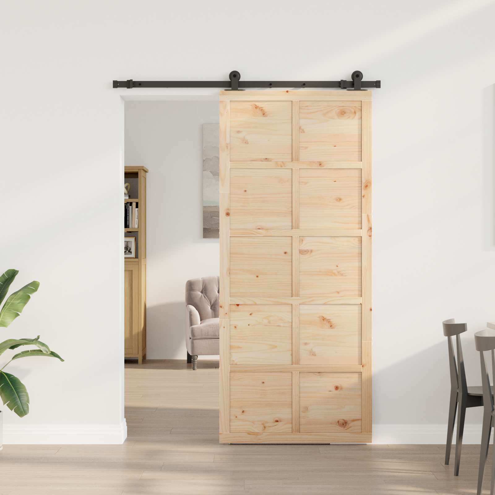 Schiebetür Natur 80 x 208 cm Massives Kiefernholz