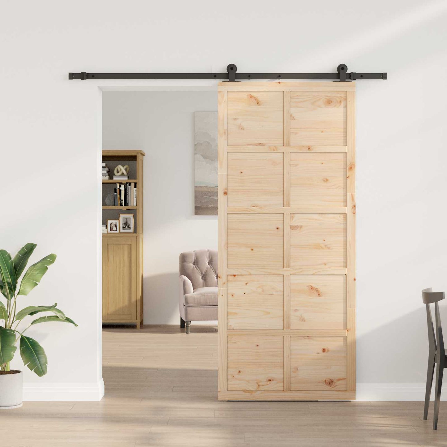 Schiebetür Natur 80 x 208 cm Massives Kiefernholz