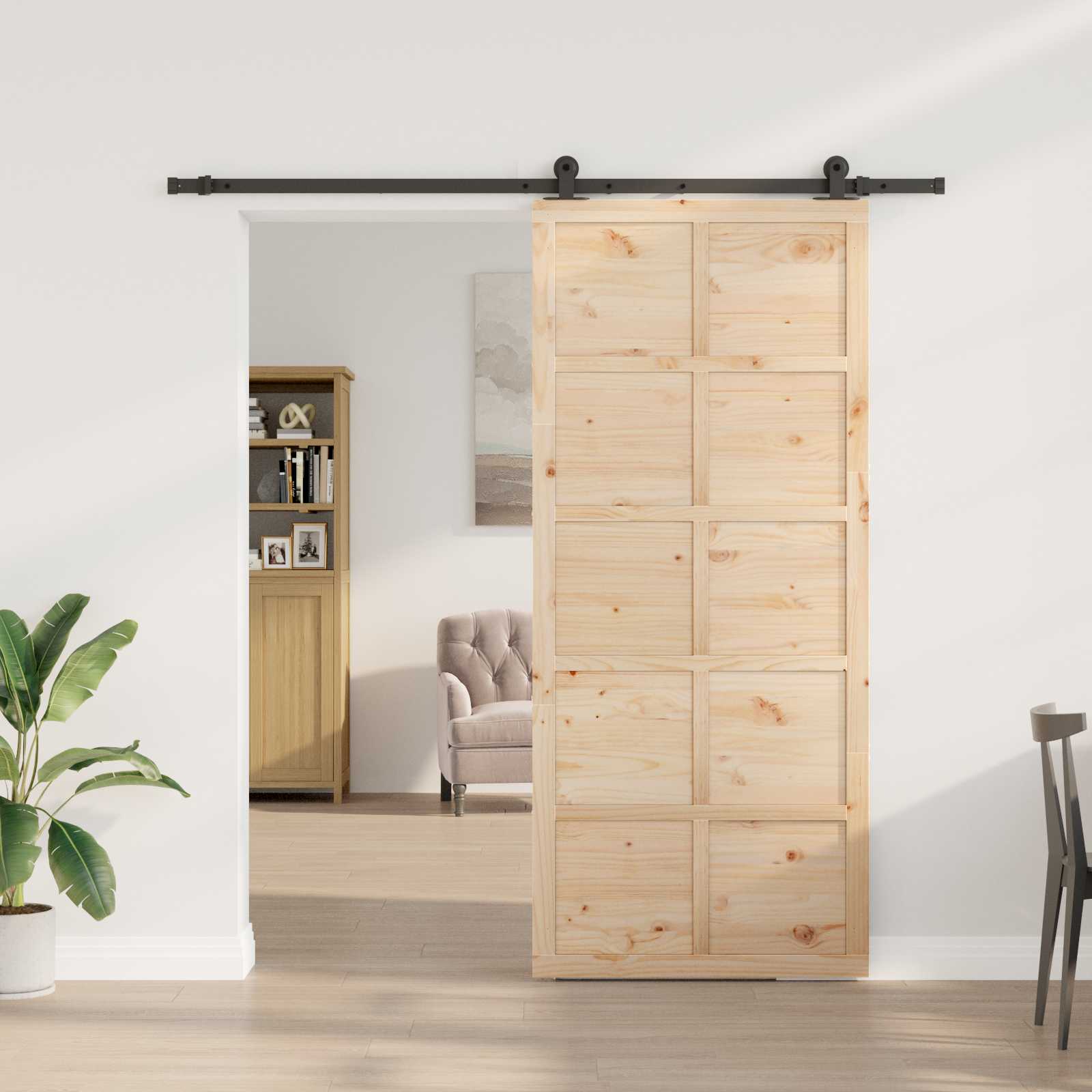 Schiebetür Natur 80 x 208 cm Massives Kiefernholz