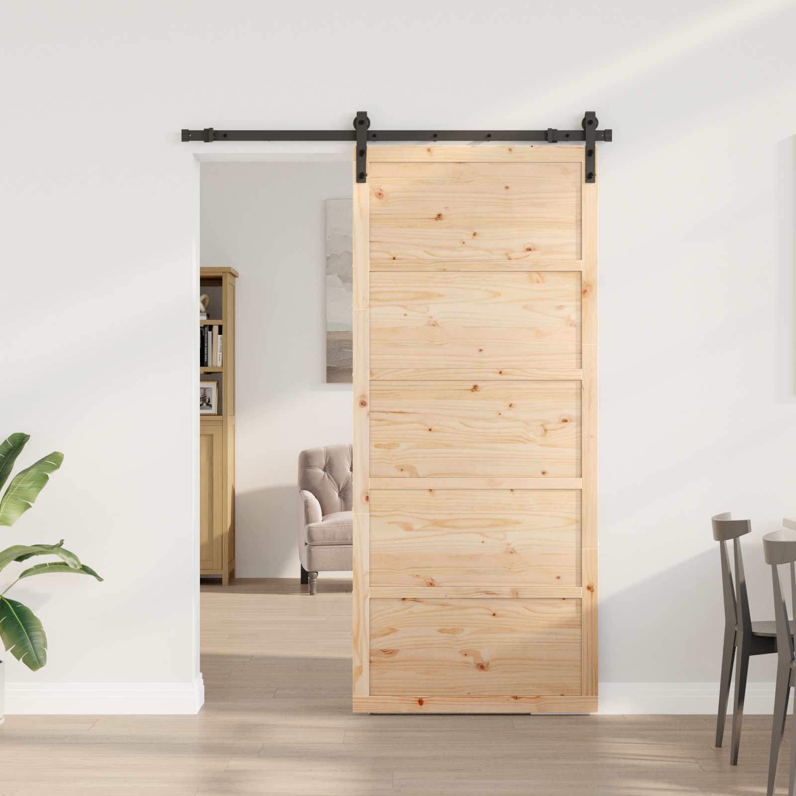 Schiebetür Natur 80 x 208 cm Massives Kiefernholz