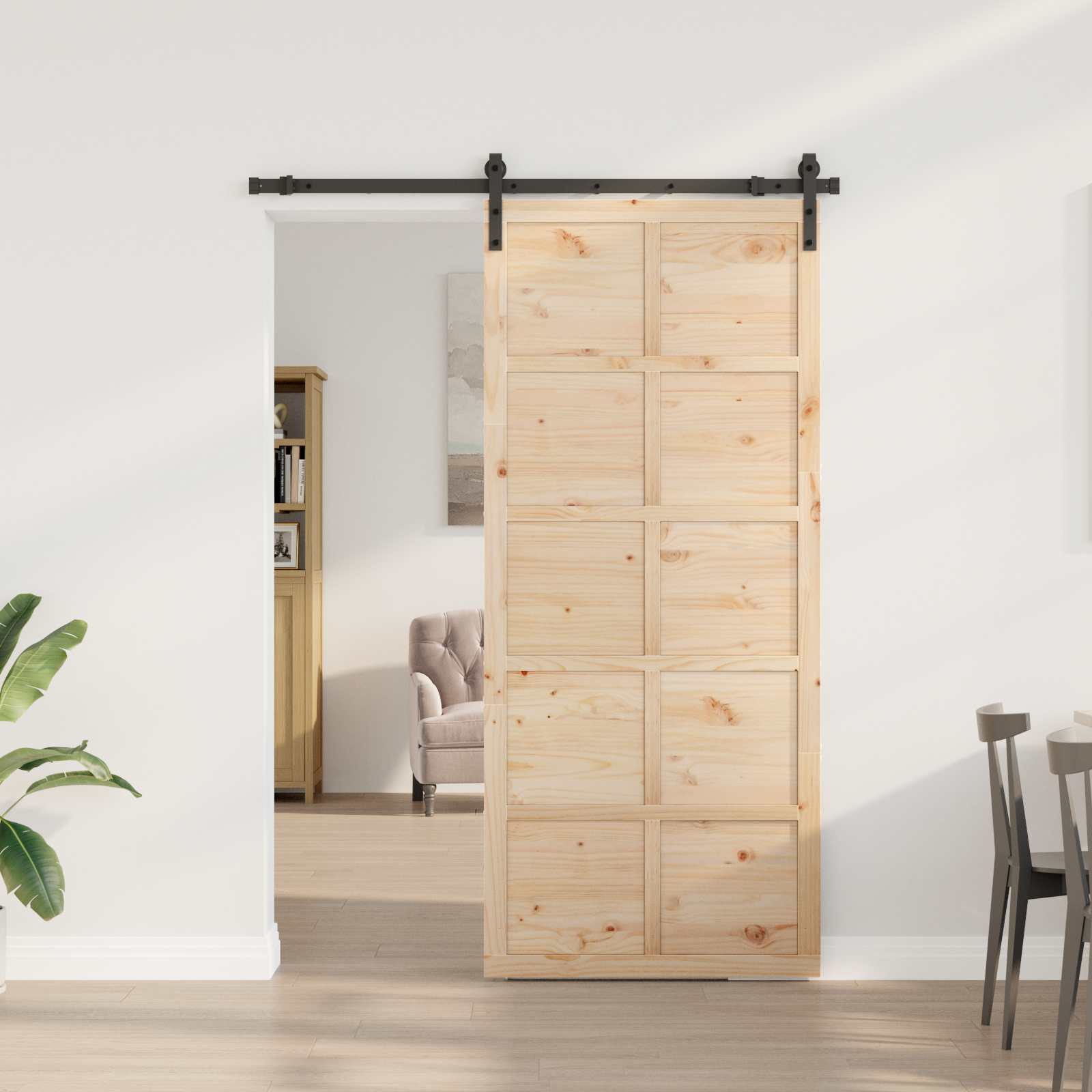 Schiebetür Natur 80 x 208 cm Massives Kiefernholz