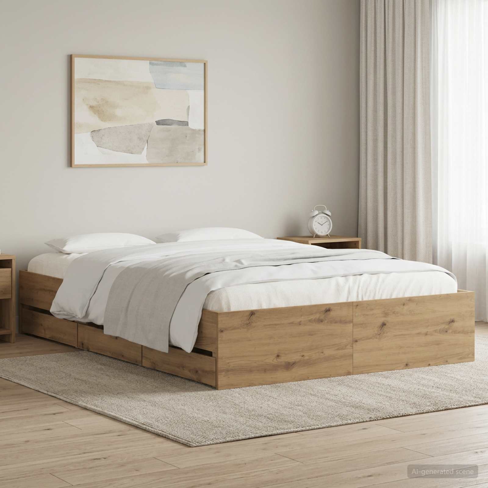 Bettgestell mit Stauraum Artisan-Eiche 160 x 200 cm