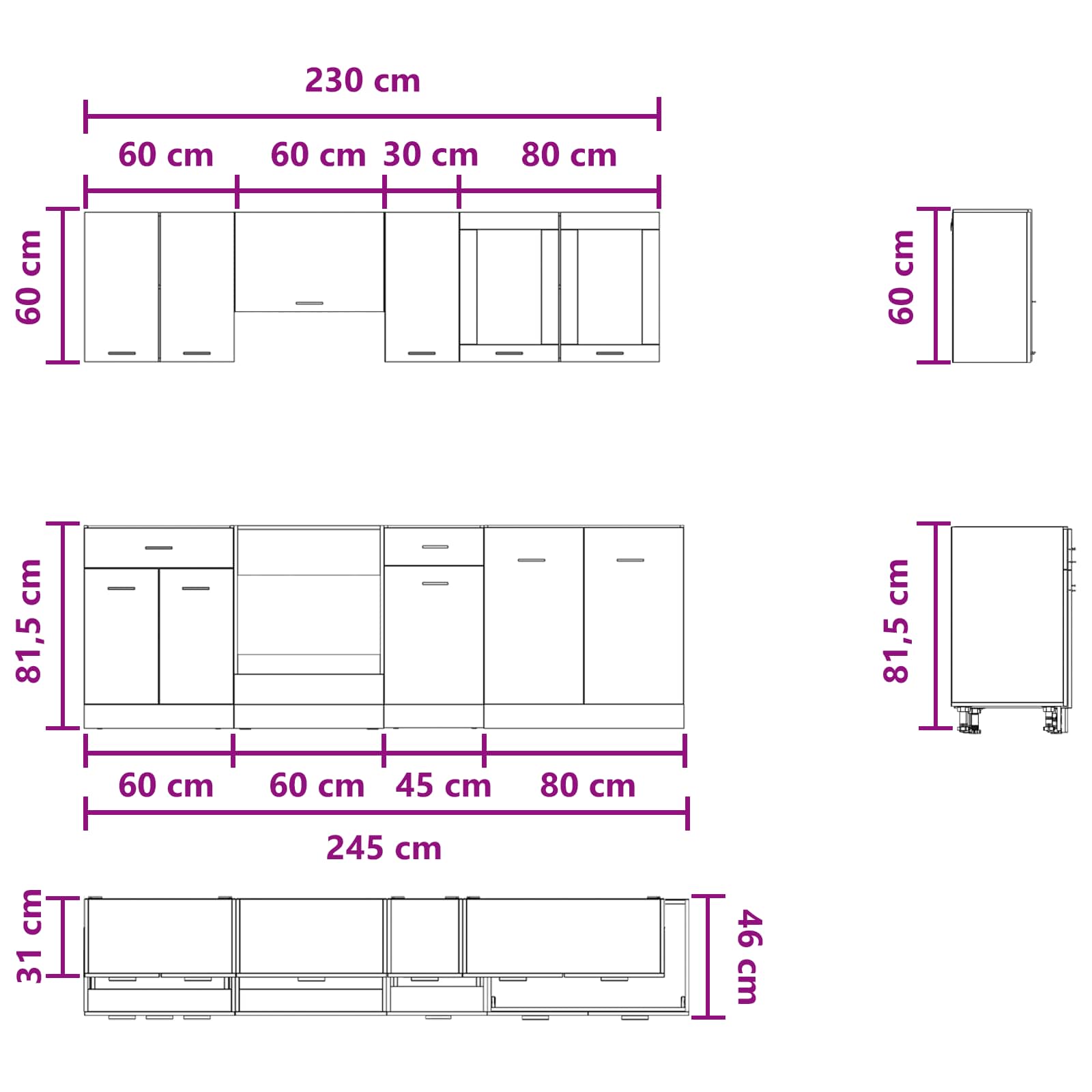 Kücheneinheit Lyon 8 pcs Holzwerkstoff