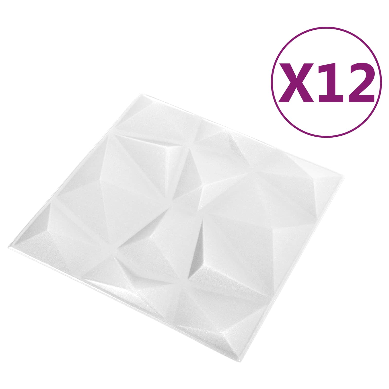 Wandpaneele 12 stk. 50 x 50 cm Diamant Weiß XPS Schaum