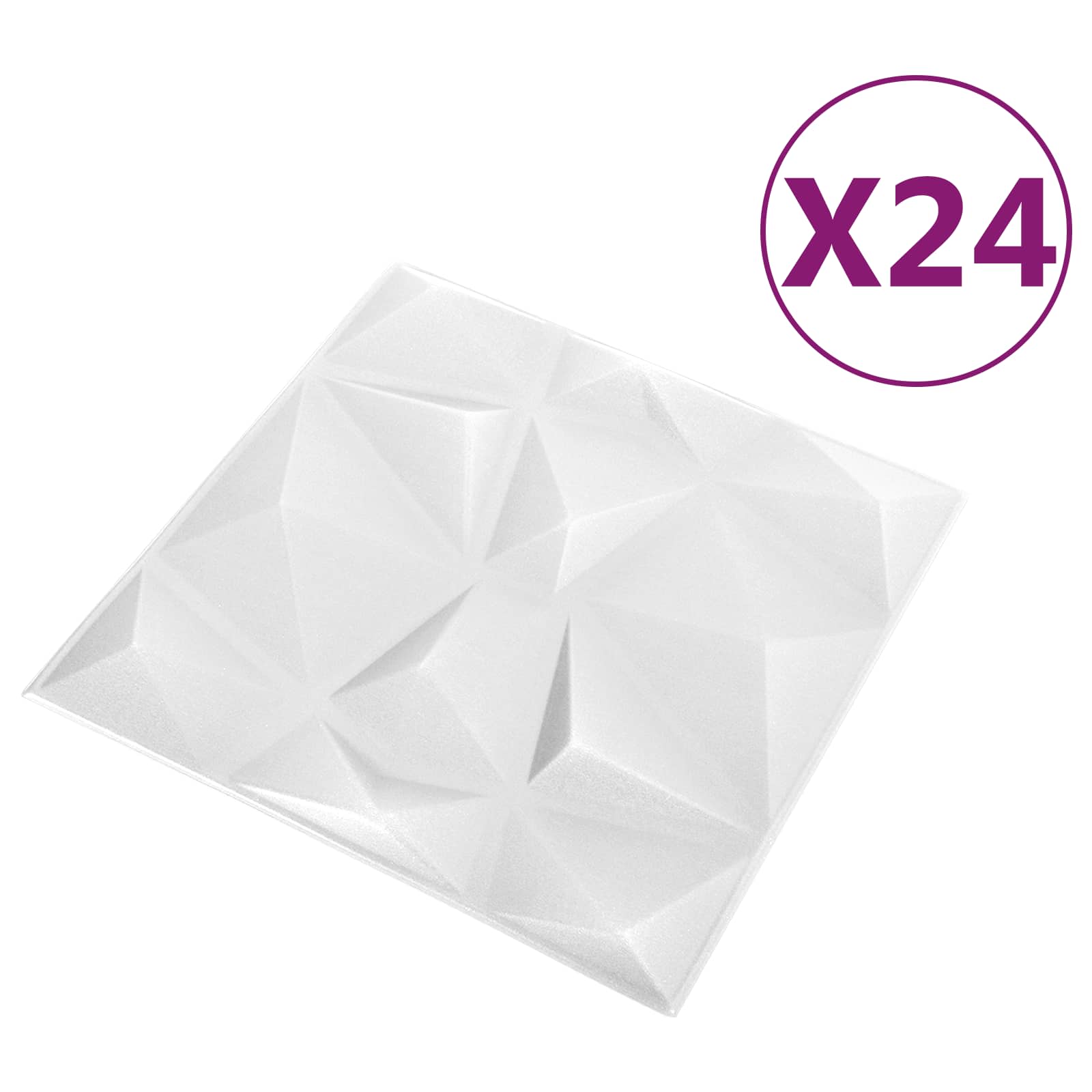 Wandpaneele 24 stk. 50 x 50 cm Diamant Weiß XPS Schaum