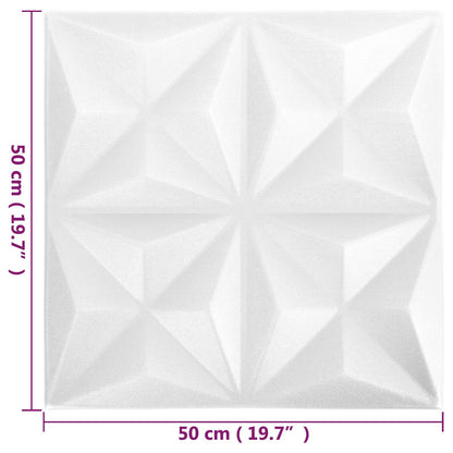 Wandpaneele 24 stk. 50 x 50 cm Origami Weiß XPS Schaum