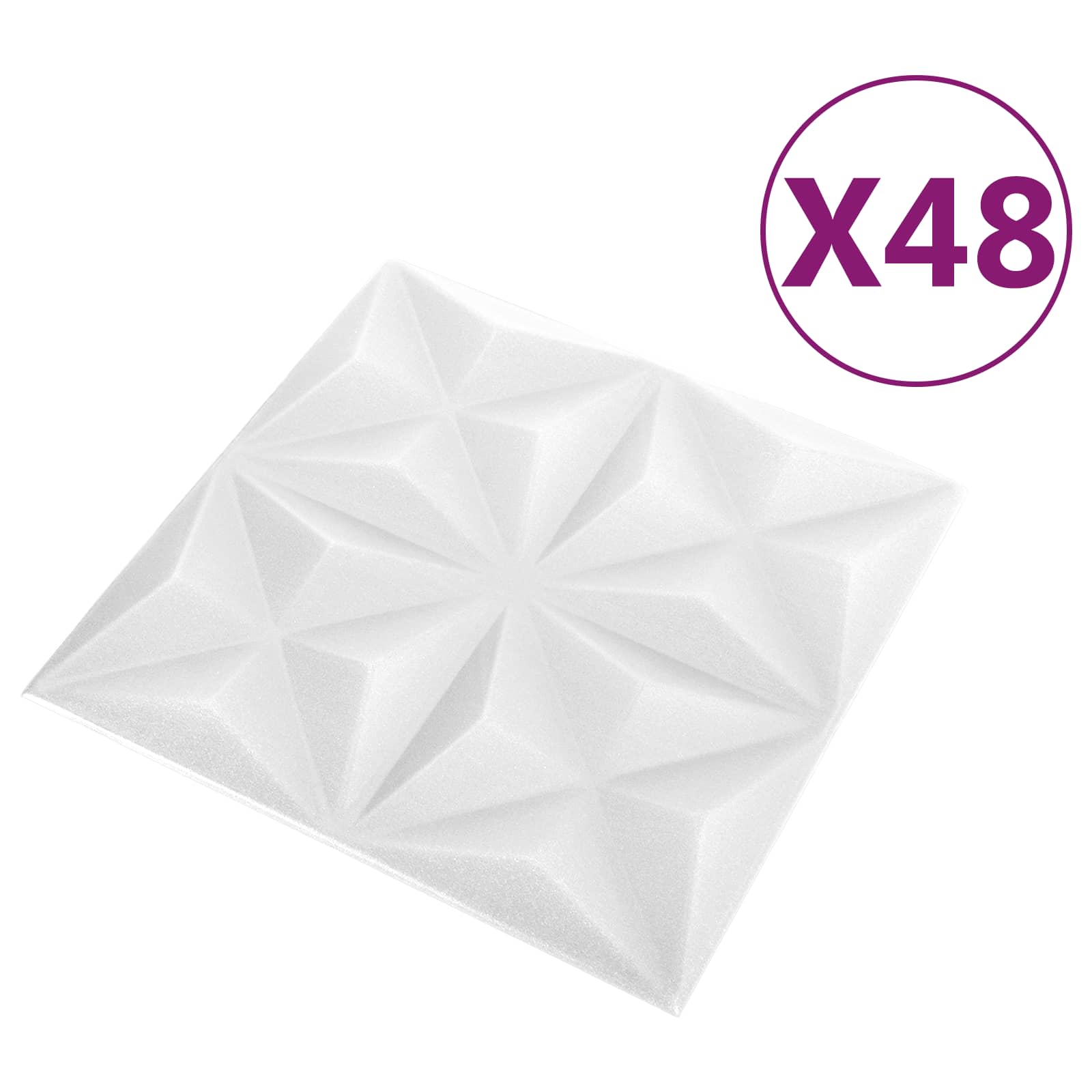 Wandpaneele 48 stk. 50 x 50 cm Origami Weiß XPS Schaum