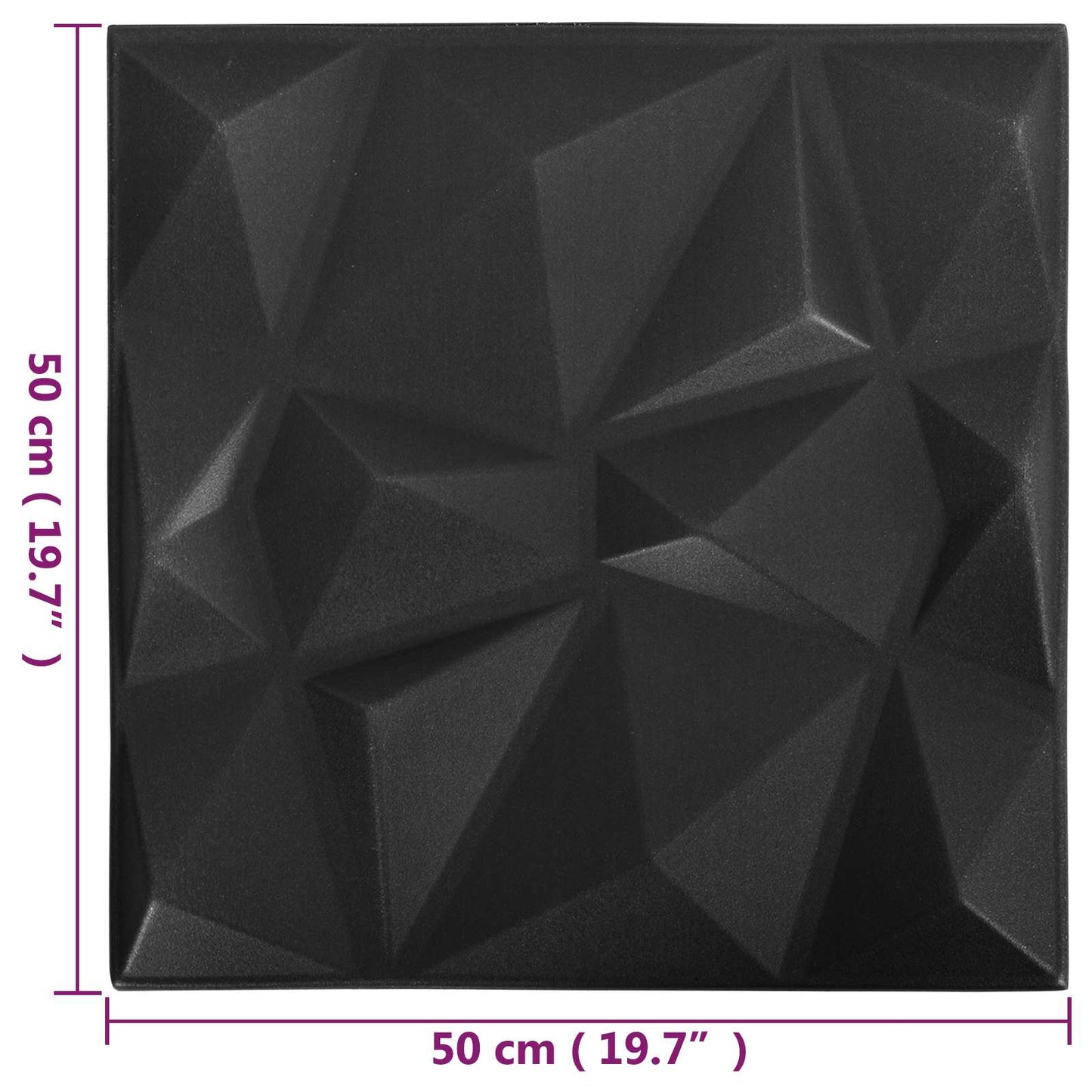 Wandpaneele 12 stk. 50 x 50 cm Diamant Schwarz XPS Schaum