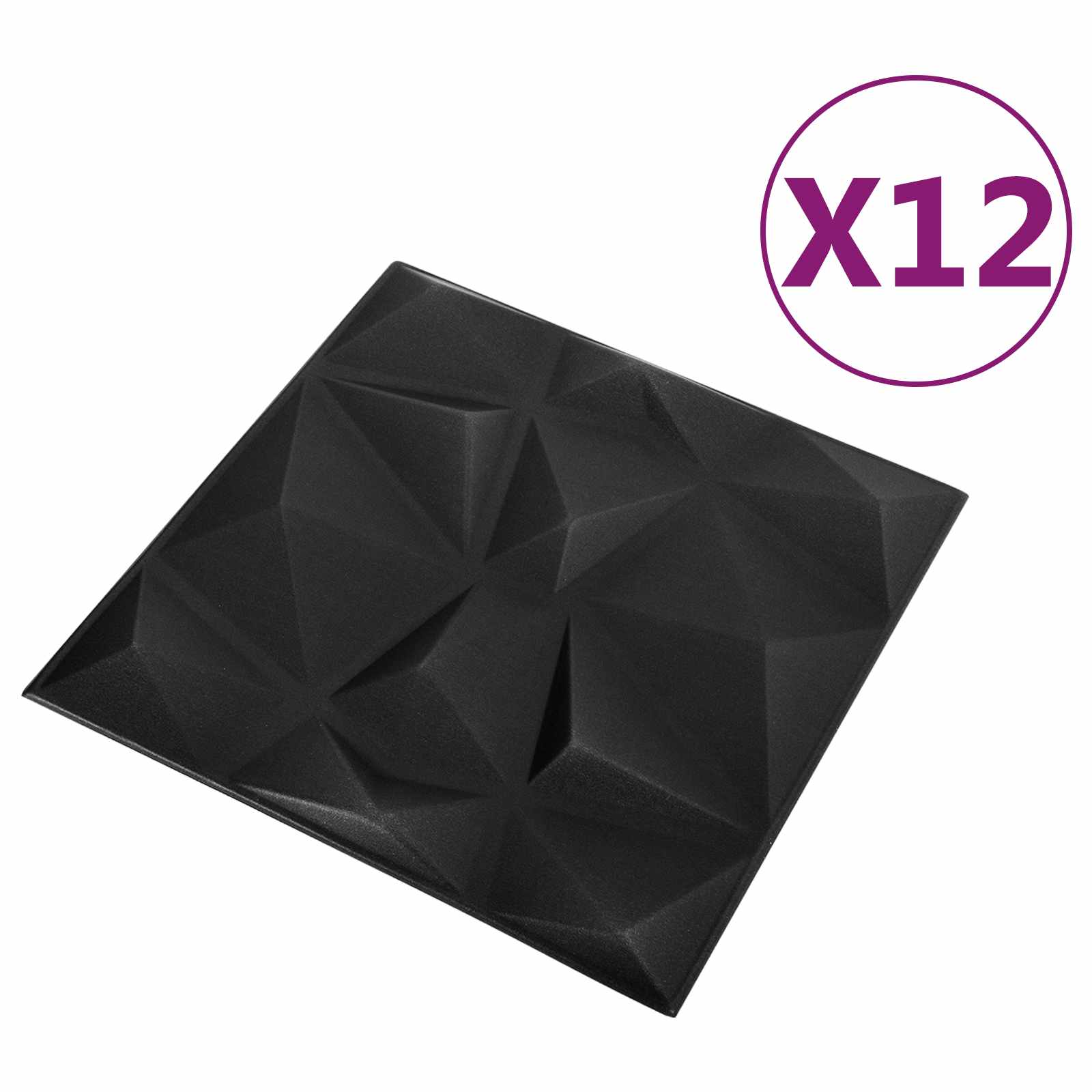 Wandpaneele 12 stk. 50 x 50 cm Diamant Schwarz XPS Schaum