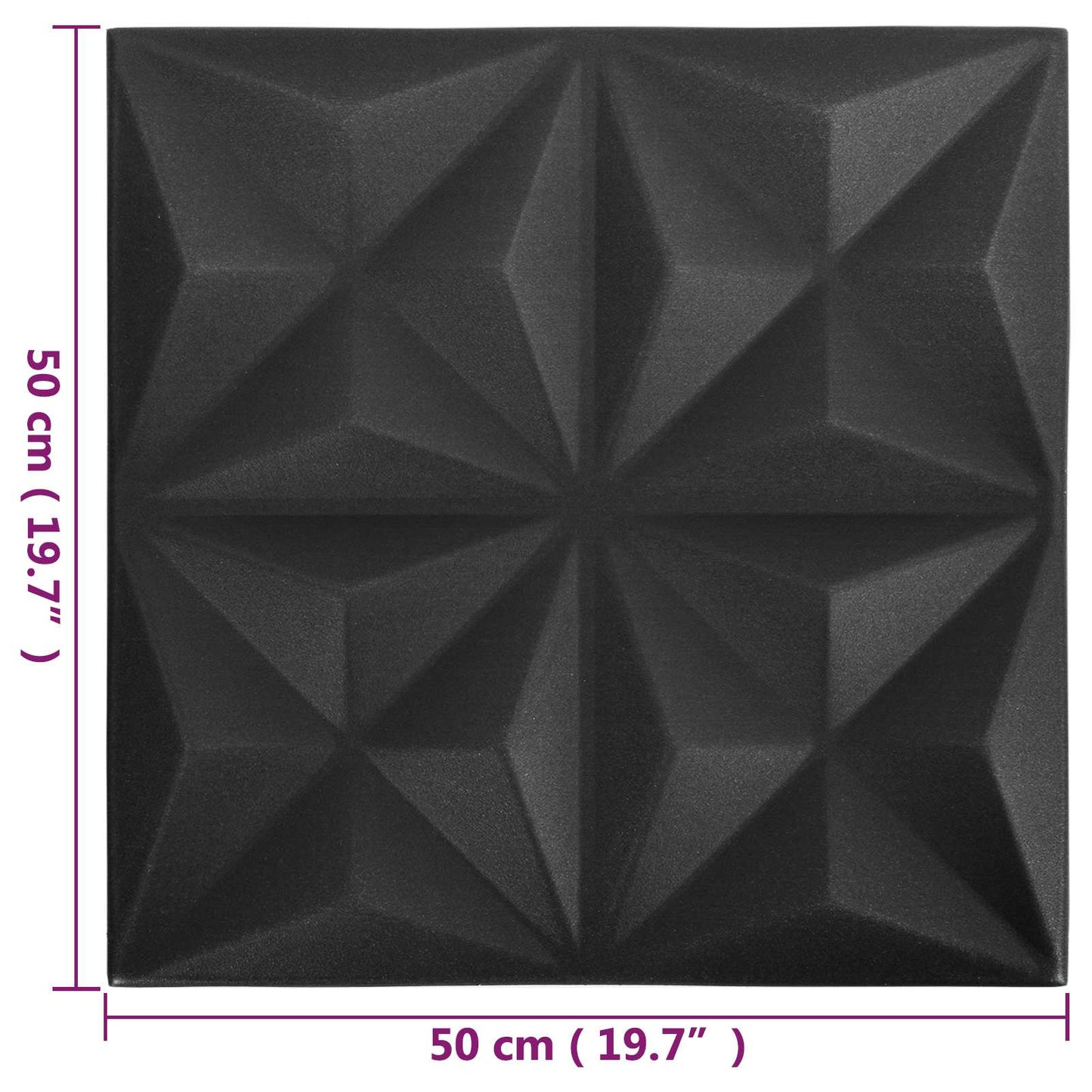 Wandpaneele 48 stk. 50 x 50 cm Origami Schwarz XPS Schaum