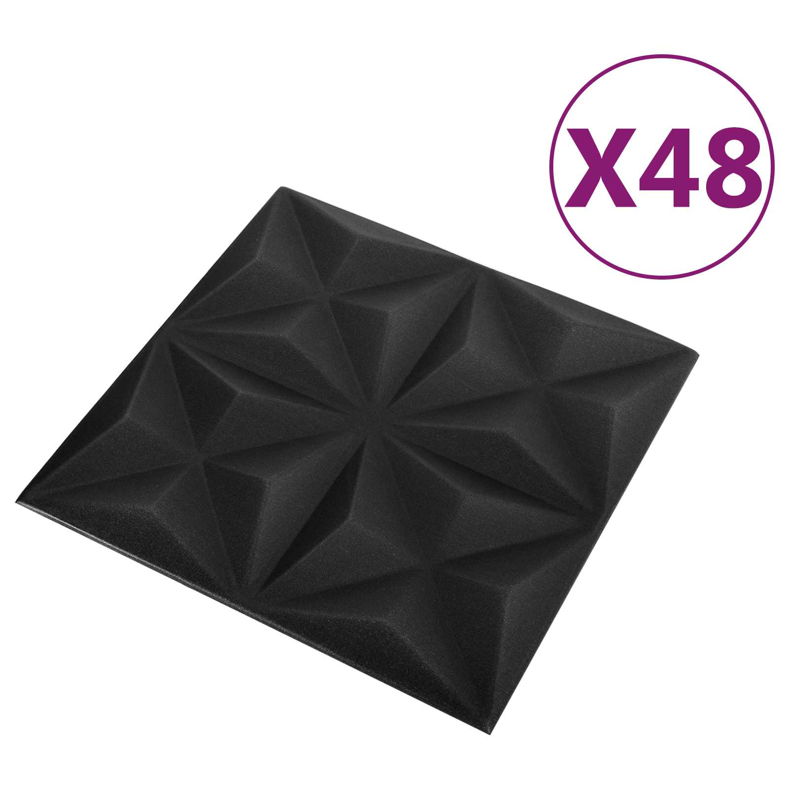 Wandpaneele 48 stk. 50 x 50 cm Origami Schwarz XPS Schaum