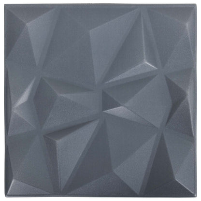 Wandpaneele 12 stk. 50 x 50 cm Diamant Grau XPS Schaum